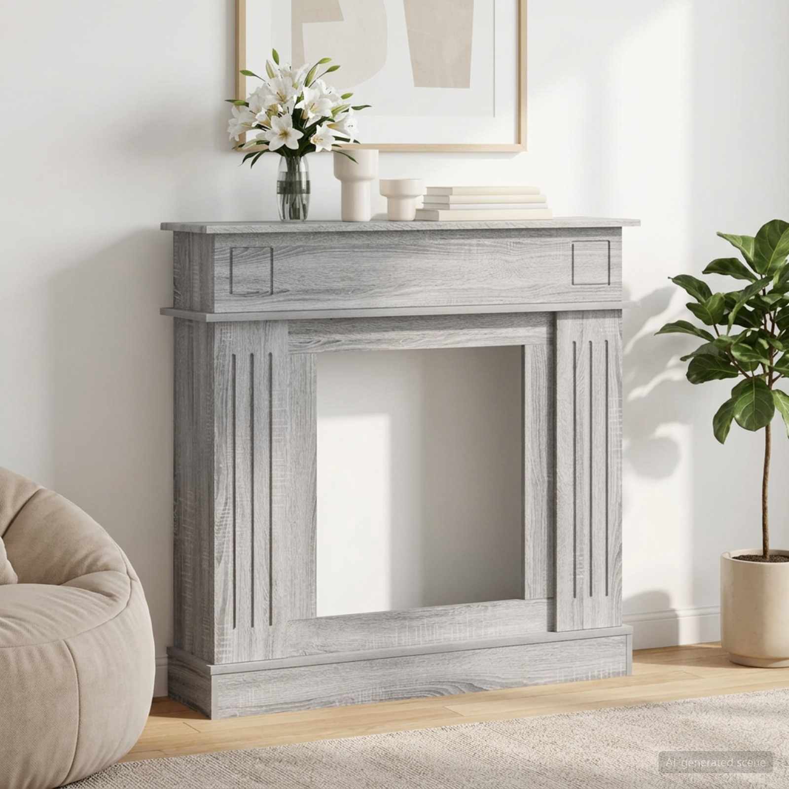 Haardomlijsting Grijs Sonoma 102 x 26 x 100 cm Bewerkt hout – afbeelding 1