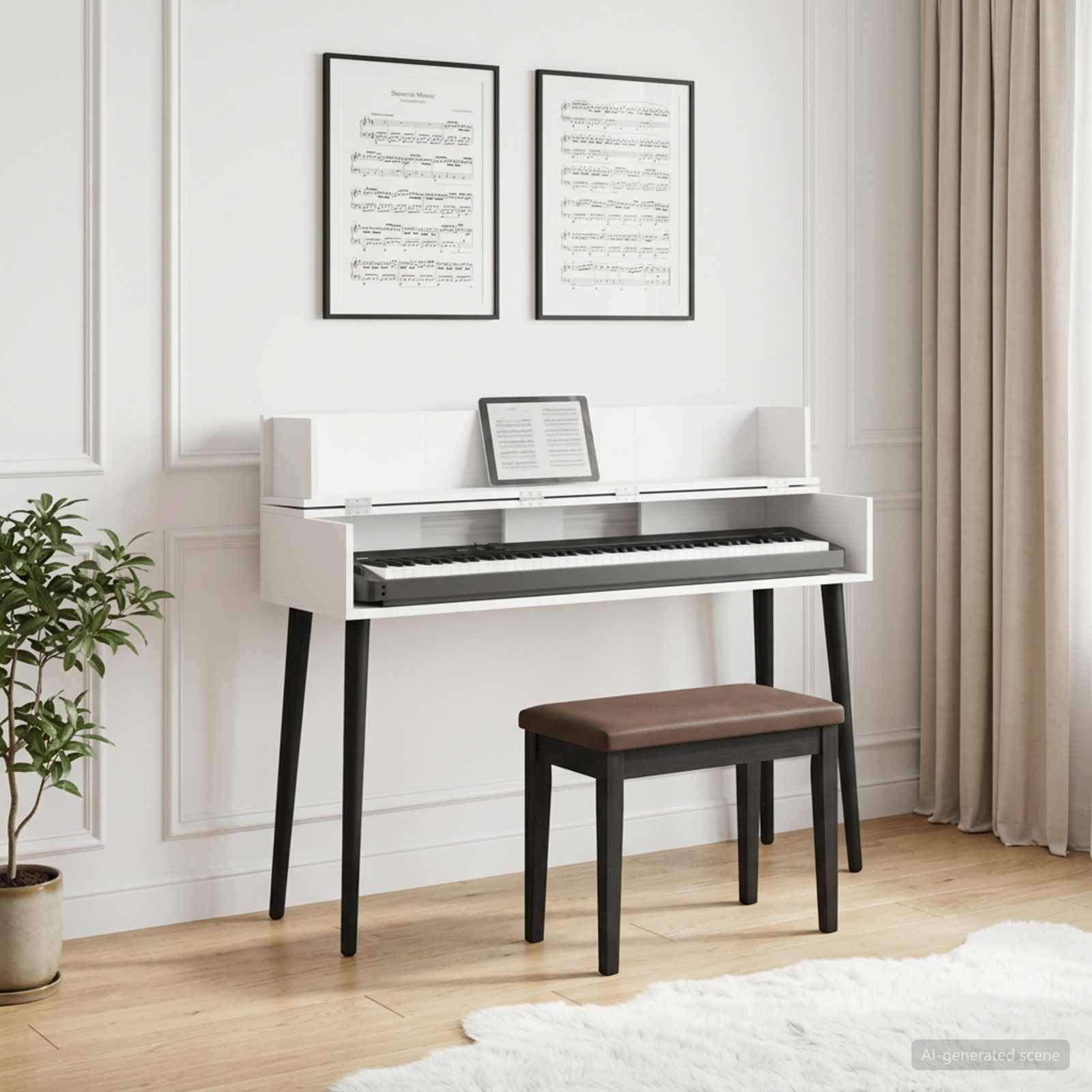 studiobureau Wit 110 x 40 x 19,5 cm Bewerkt hout