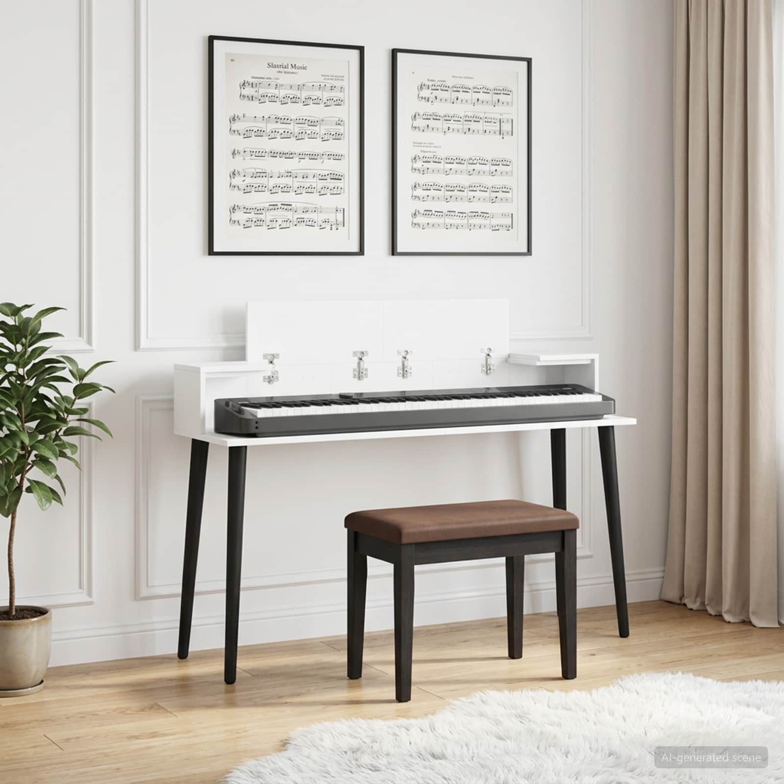 studiobureau Wit 110 x 36 x 19,5 cm Bewerkt hout