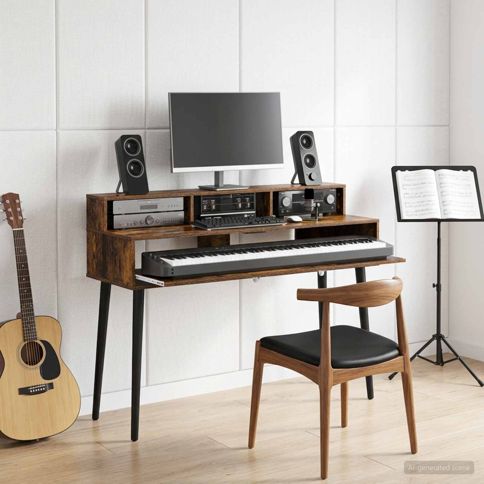 Studiebureau Gerookt eiken 152 x 42,5 x 36 cm Bewerkt hout