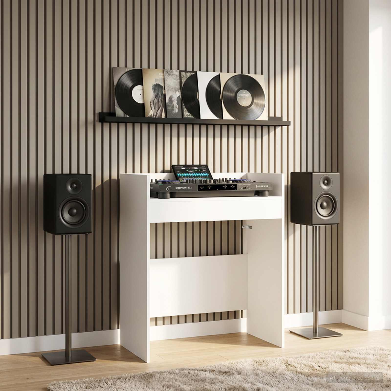 DJ Tafel Wit 102 x 45 x 102 cm Bewerkt hout – afbeelding 1