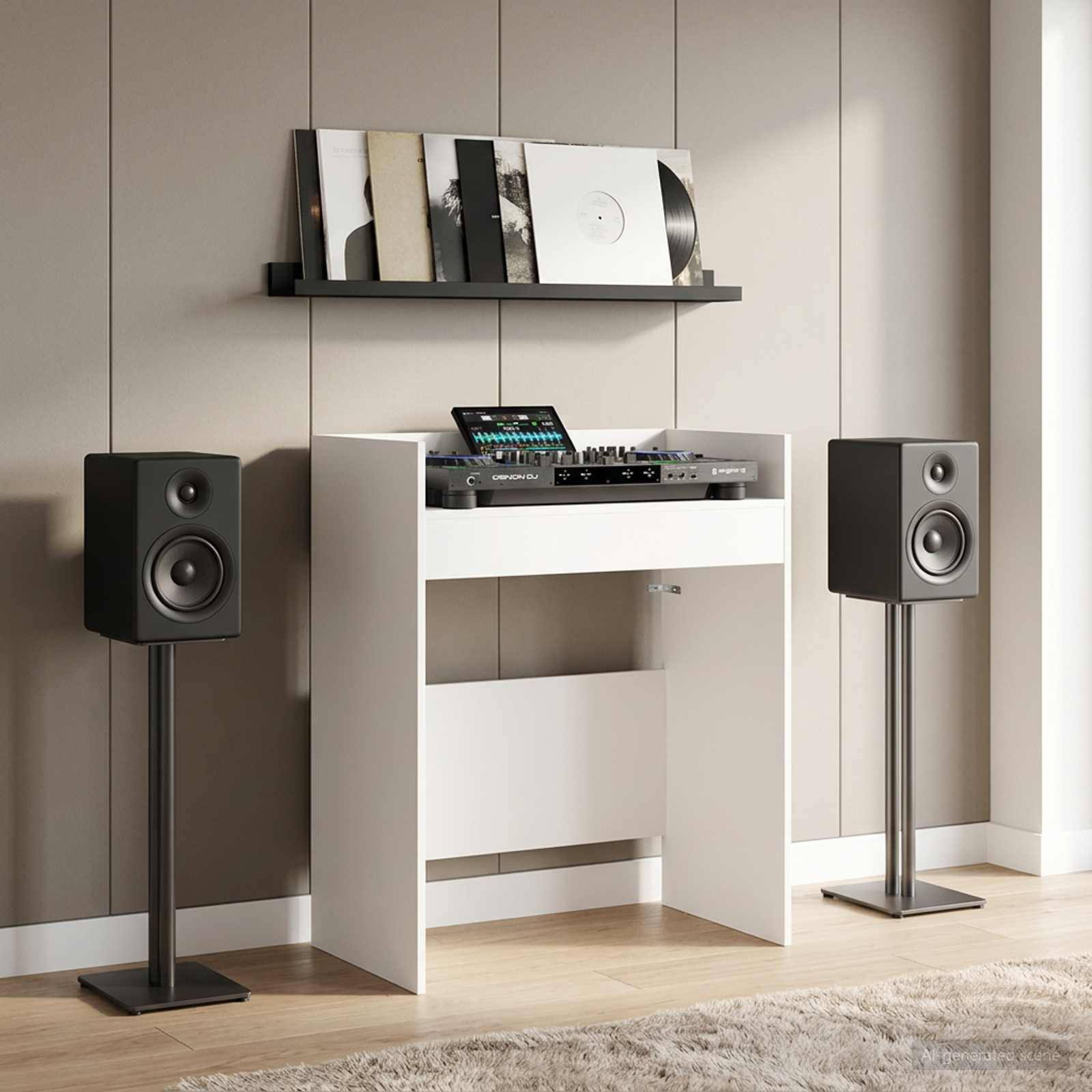 DJ Tafel Wit 62 x 45 x 102 cm Bewerkt hout