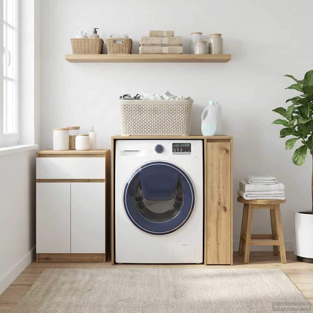 Wasmachinekast Artisan Eiken 87 x 60 x 89 cm Bewerkt hout – afbeelding 1