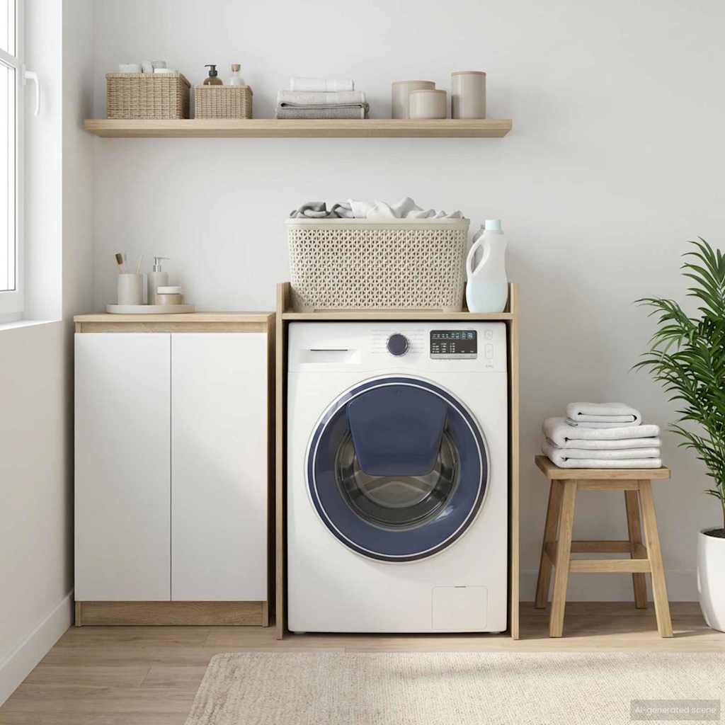 Wasmachinekast met opslag Sonoma 67,5 x 48 x 97 cm Bewerkt hout