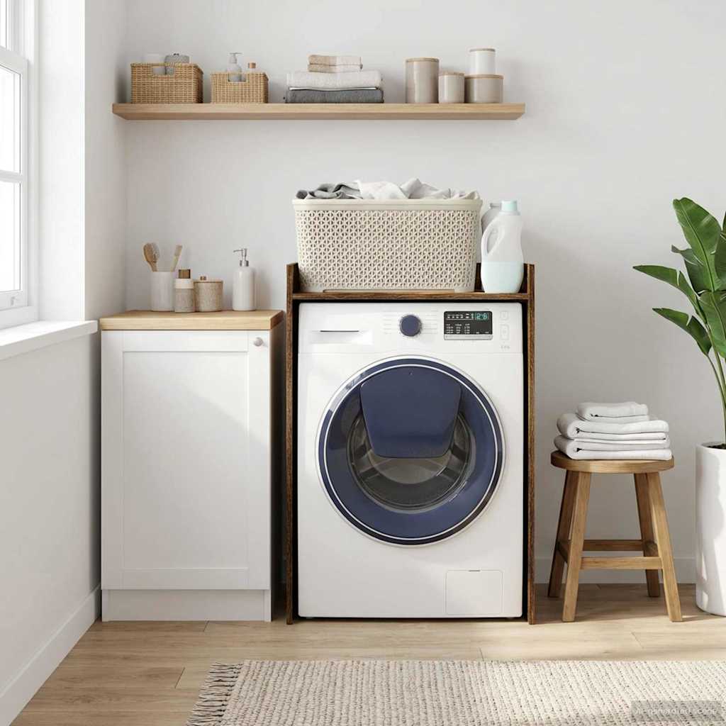 Wasmachinekast Gerookt eiken 67,5 x 48 x 97 cm Bewerkt hout – afbeelding 1