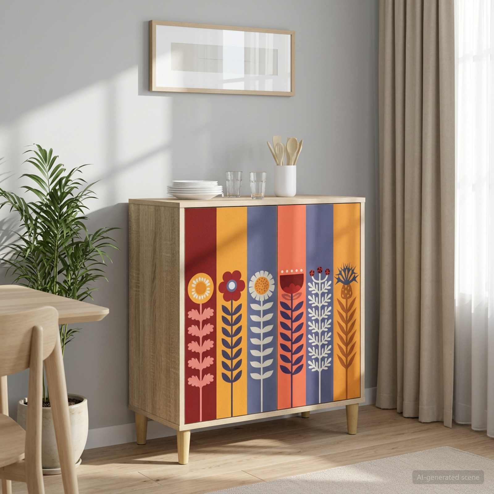 Dressoir ESSEN Sonoma 69 x 33 x 75 cm Bewerkt hout – afbeelding 1