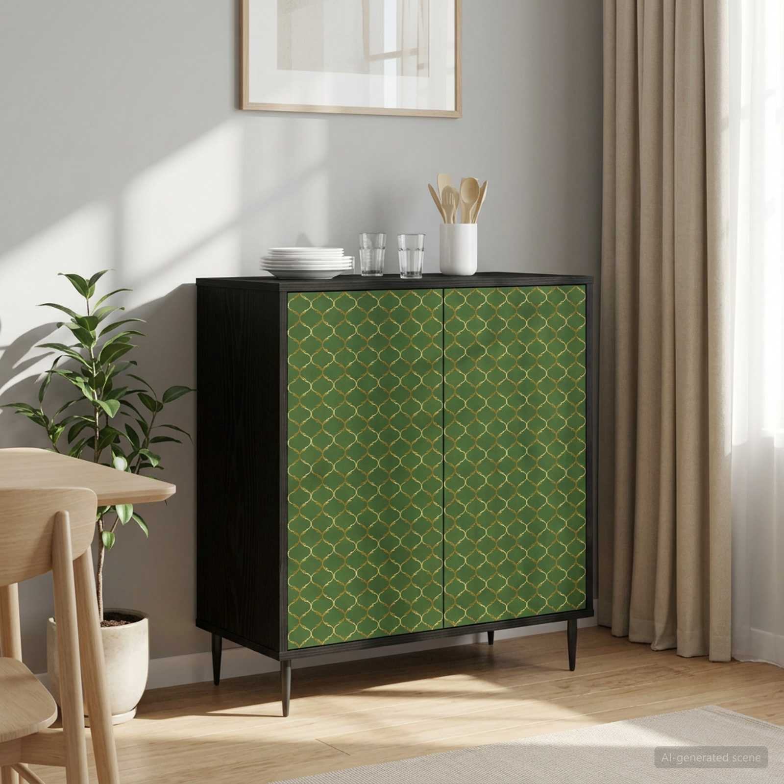 Dressoir GELEEN Zwart eiken 69 x 33 x 76 cm Bewerkt hout – afbeelding 1