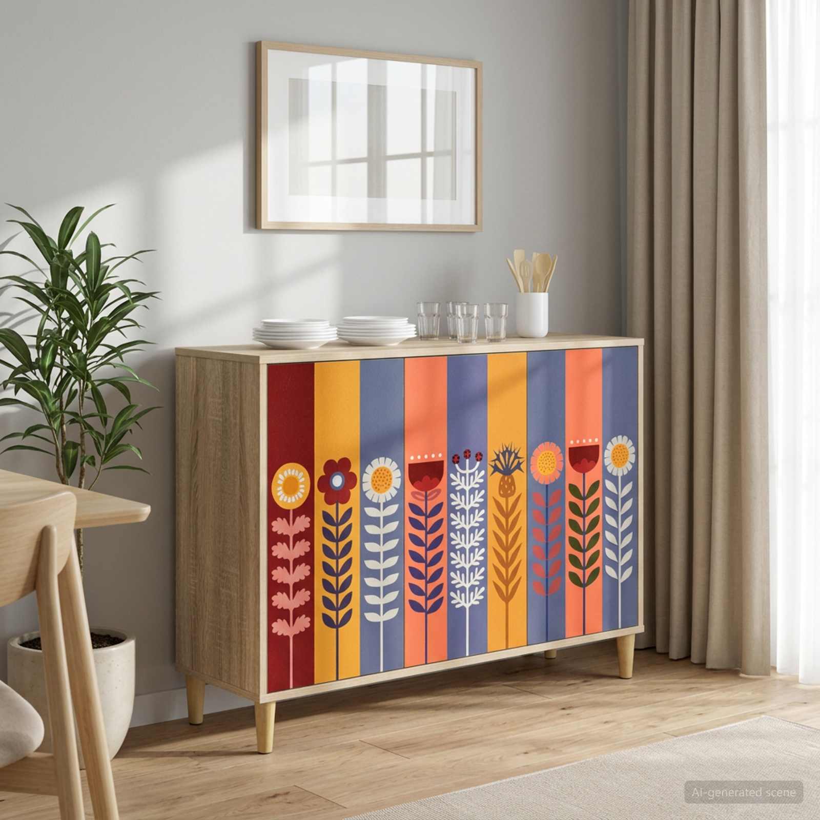 Dressoir ESSEN Sonoma 102 x 33 x 75 cm Bewerkt hout – afbeelding 1