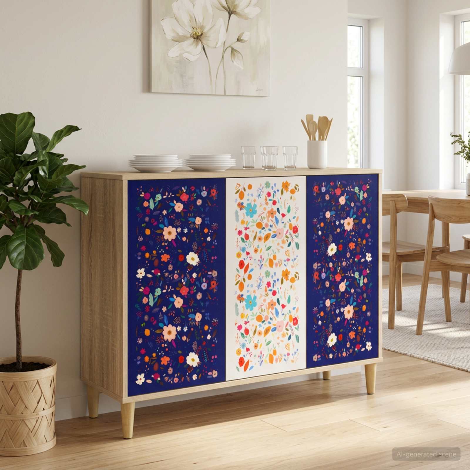 Dressoir MAINZ Sonoma 102 x 33 x 75 cm Bewerkt hout – afbeelding 1