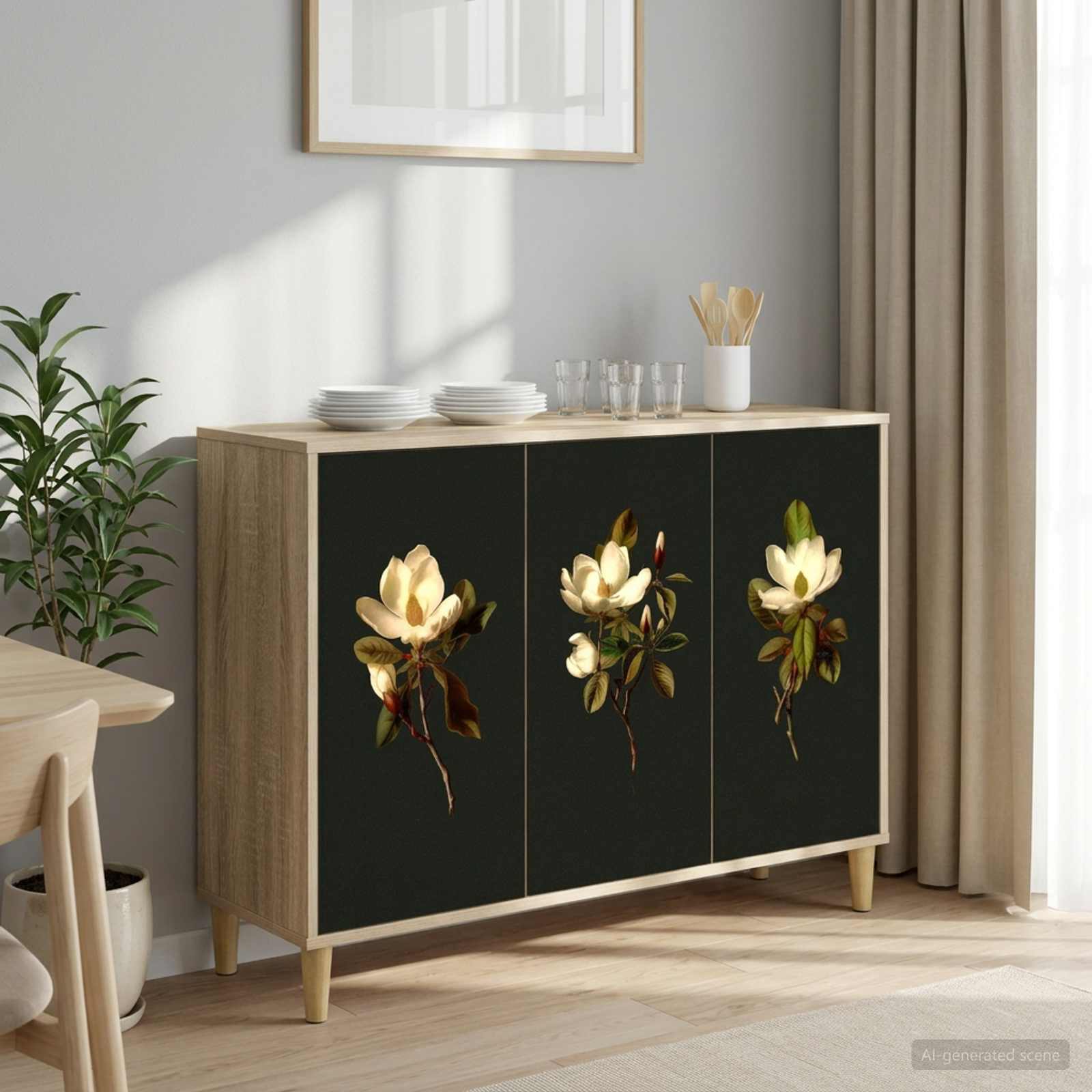 Dressoir BREMEN Sonoma 102 x 33 x 75 cm Bewerkt hout – afbeelding 1