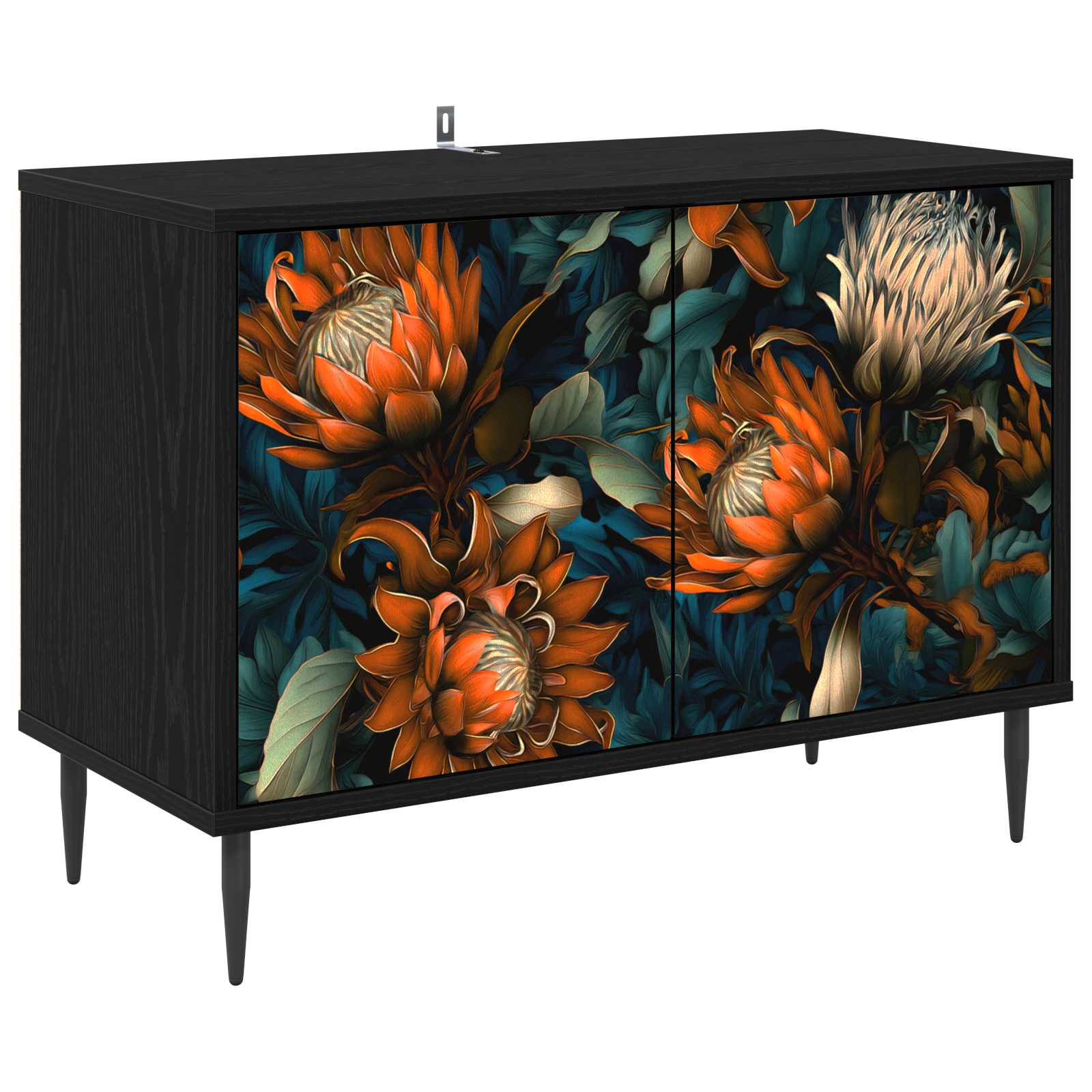 Tv-meubel LOCHEM 69 x 33 x 50,5 cm Zwart eiken Bewerkt hout – afbeelding 1