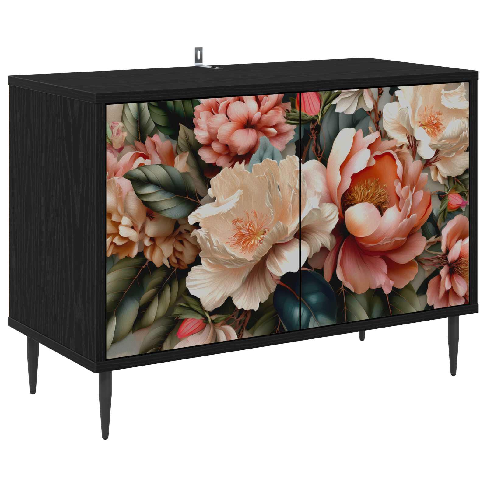 Tv-meubel BORNE 69 x 33 x 50,5 cm Zwart eiken Bewerkt hout – afbeelding 1