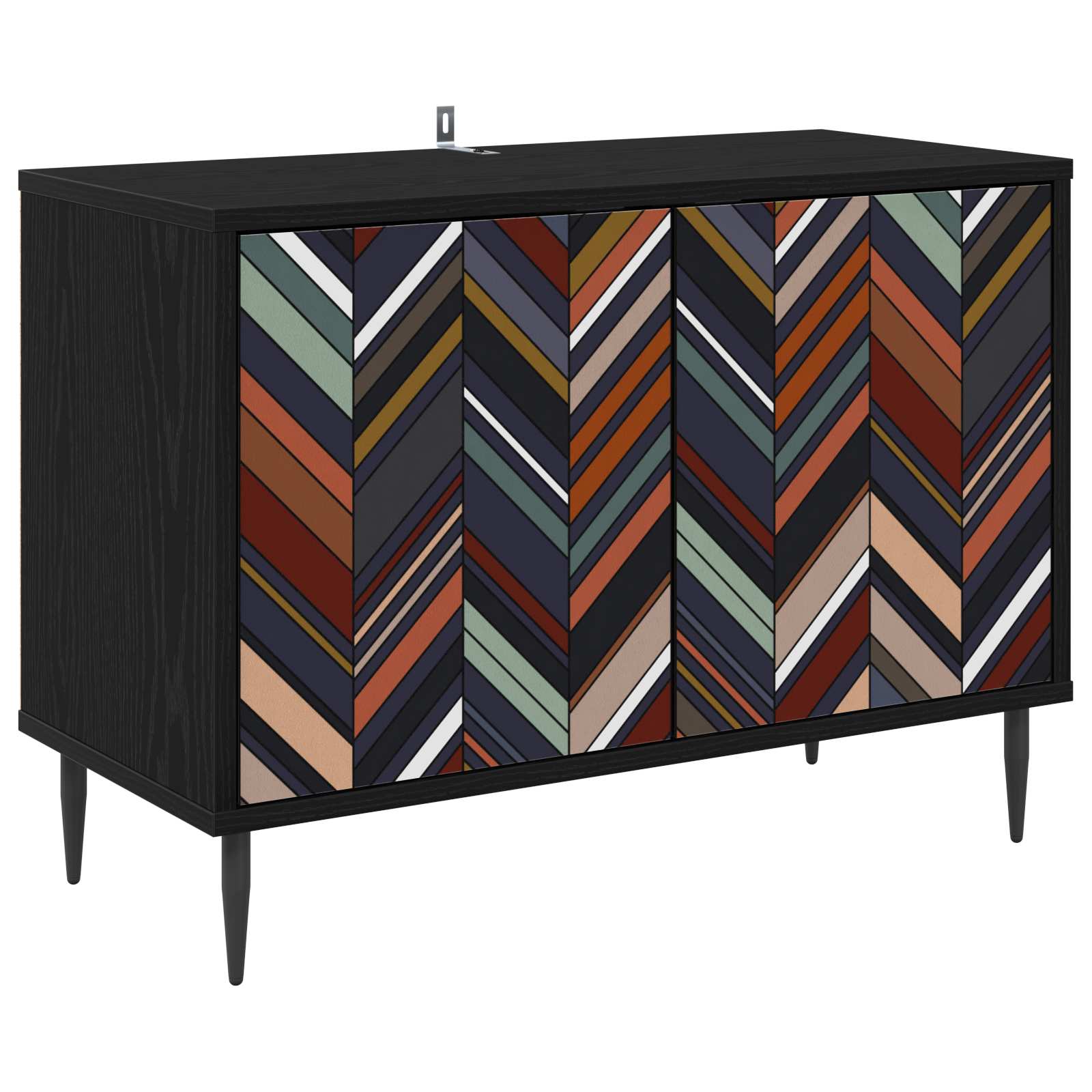 Tv-meubel OMMEN 69 x 33 x 50,5 cm Zwart eiken Bewerkt hout – afbeelding 1