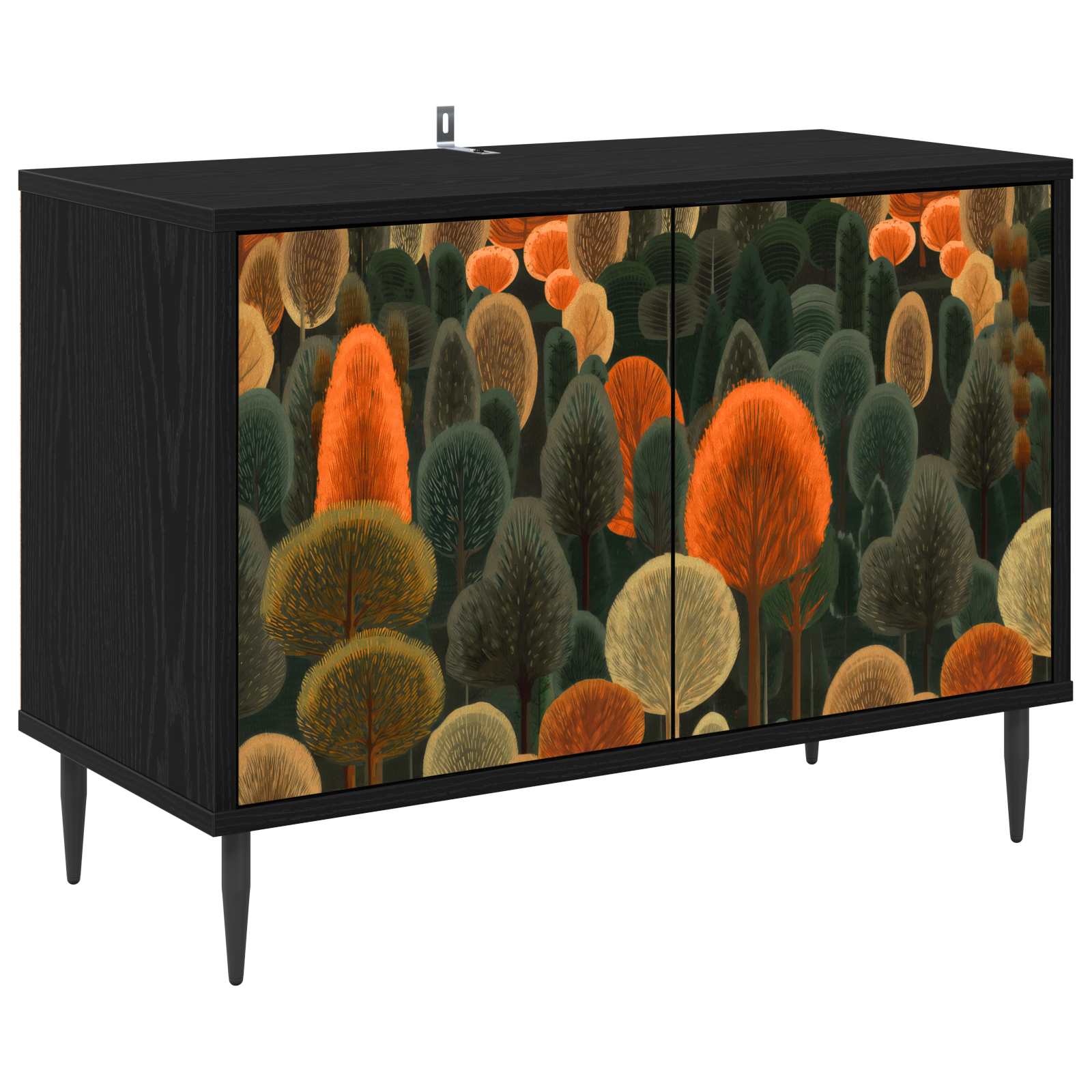 Tv-meubel ZAANDAM 69 x 33 x 50,5 cm Zwart eiken Bewerkt hout – afbeelding 1