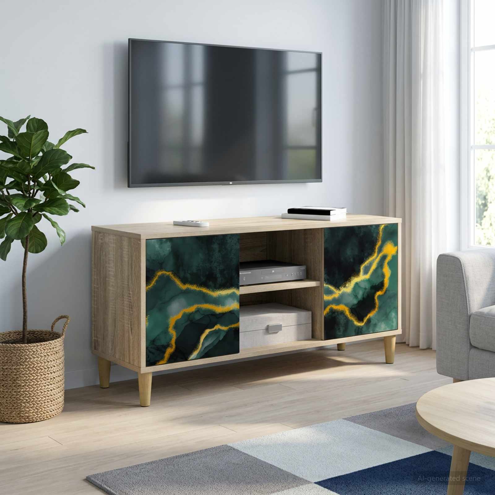 Tv-meubel WIJHE 102 x 33 x 50 cm Sonoma Bewerkt hout – afbeelding 1