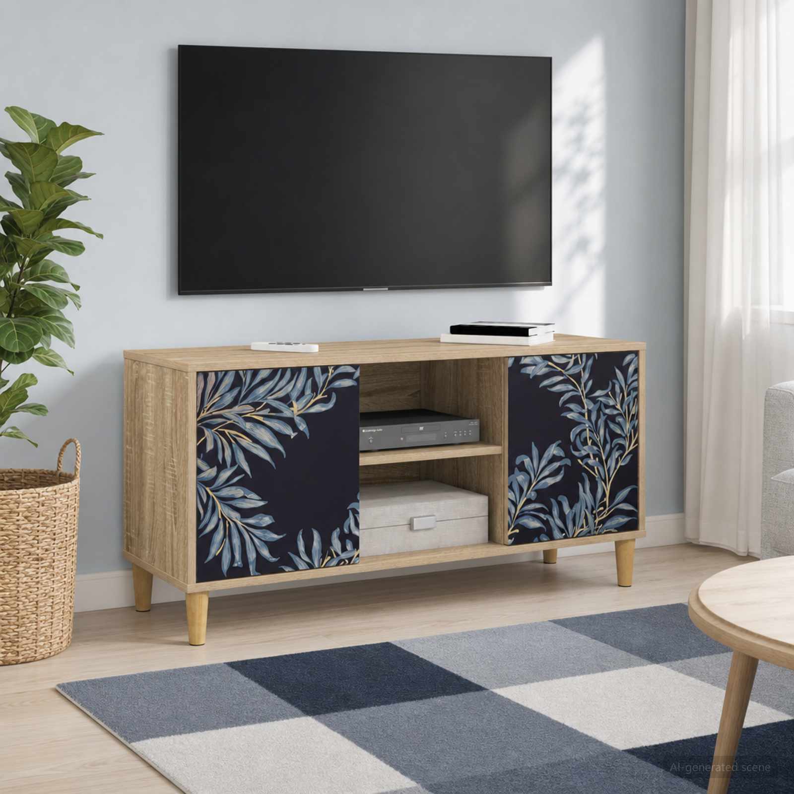 Tv-meubel DOKKUM 102 x 33 x 50 cm Sonoma Bewerkt hout