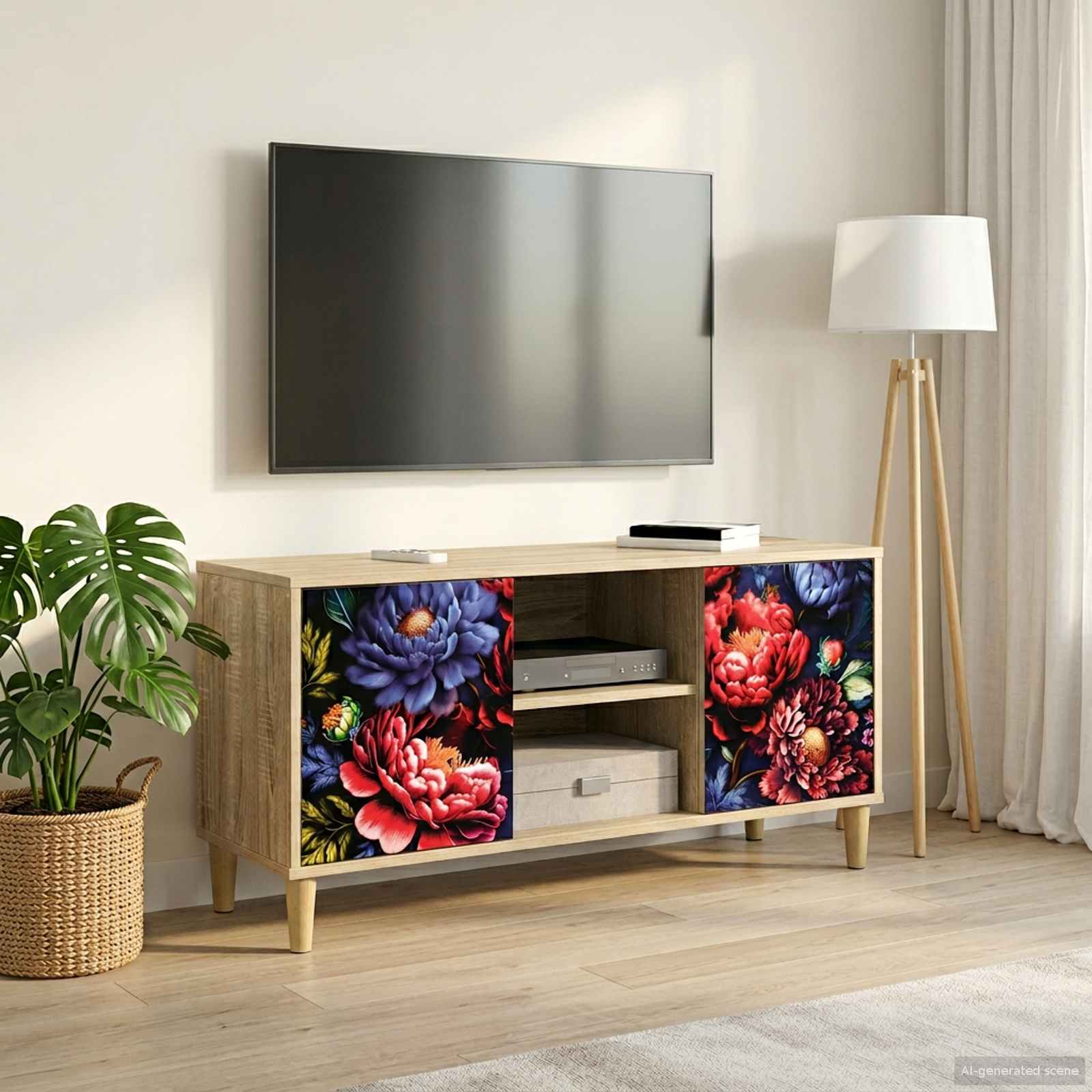 Tv-meubel KIEL 102 x 33 x 50 cm Sonoma Bewerkt hout – afbeelding 1