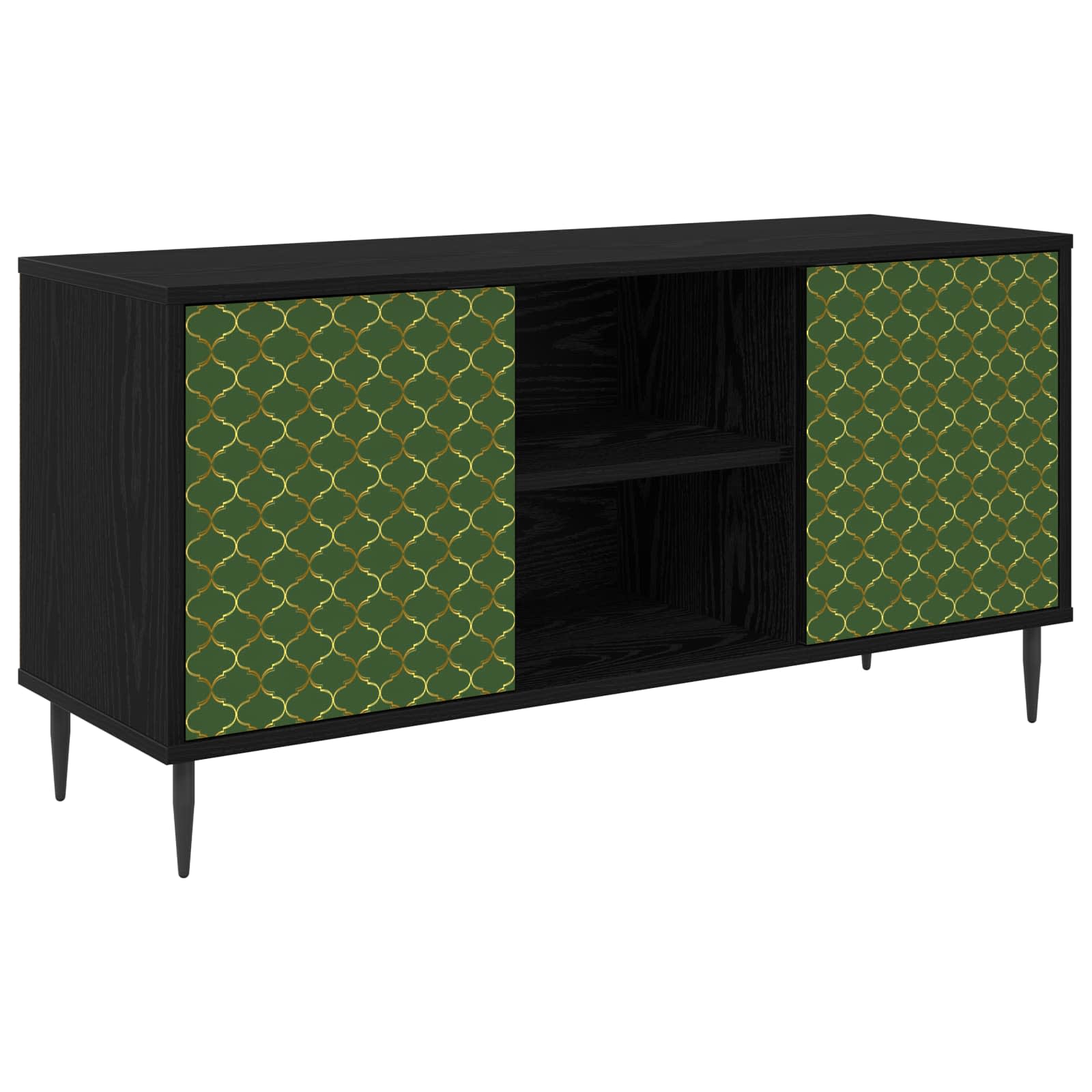 Tv-meubel GELEEN 102 x 33 x 51 cm Zwart eiken Bewerkt hout – afbeelding 1