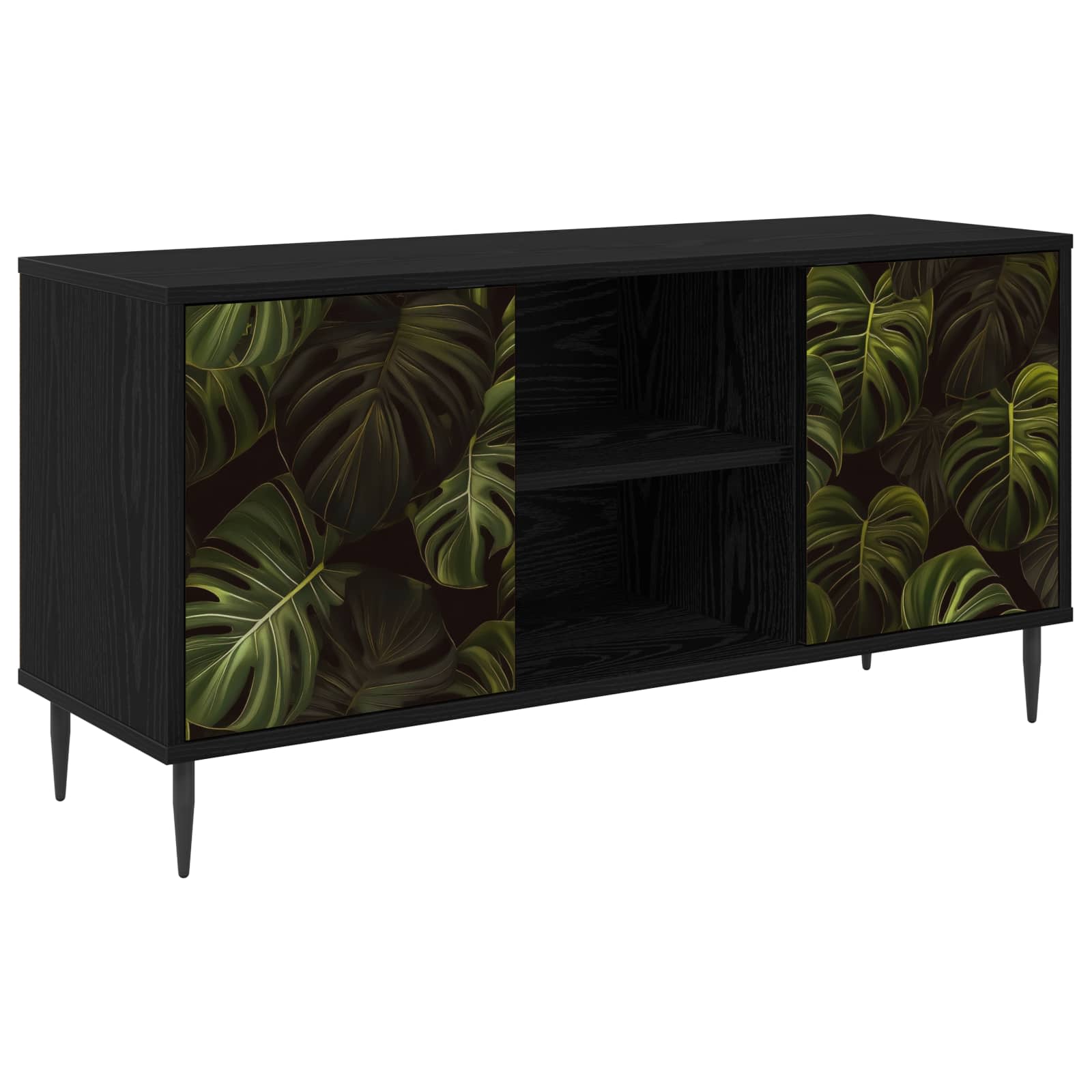 Tv-meubel ELBURG 102 x 33 x 51 cm Zwart eiken Bewerkt hout – afbeelding 1