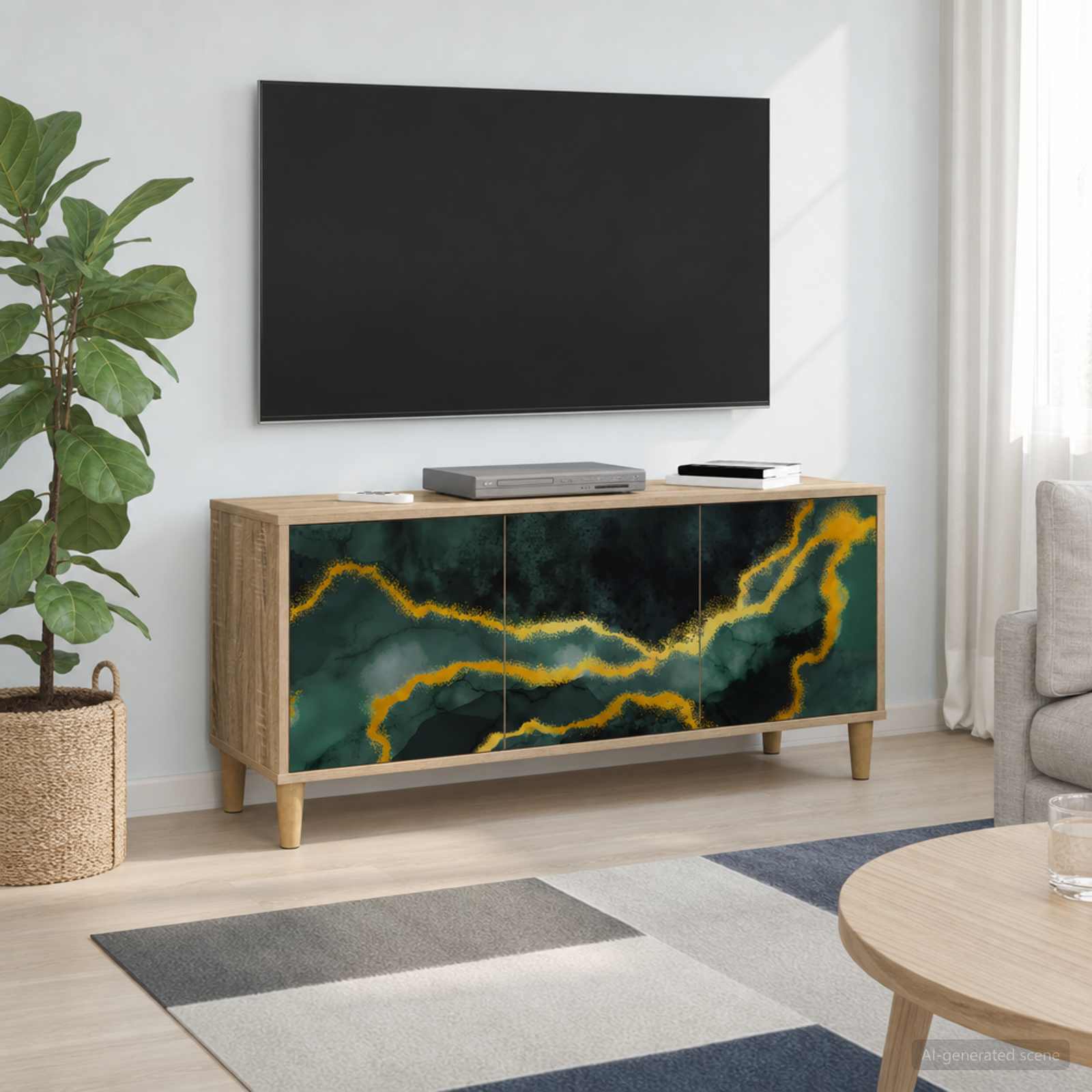 Tv-meubel WIJHE 102 x 33 x 50 cm Sonoma Bewerkt hout – afbeelding 1