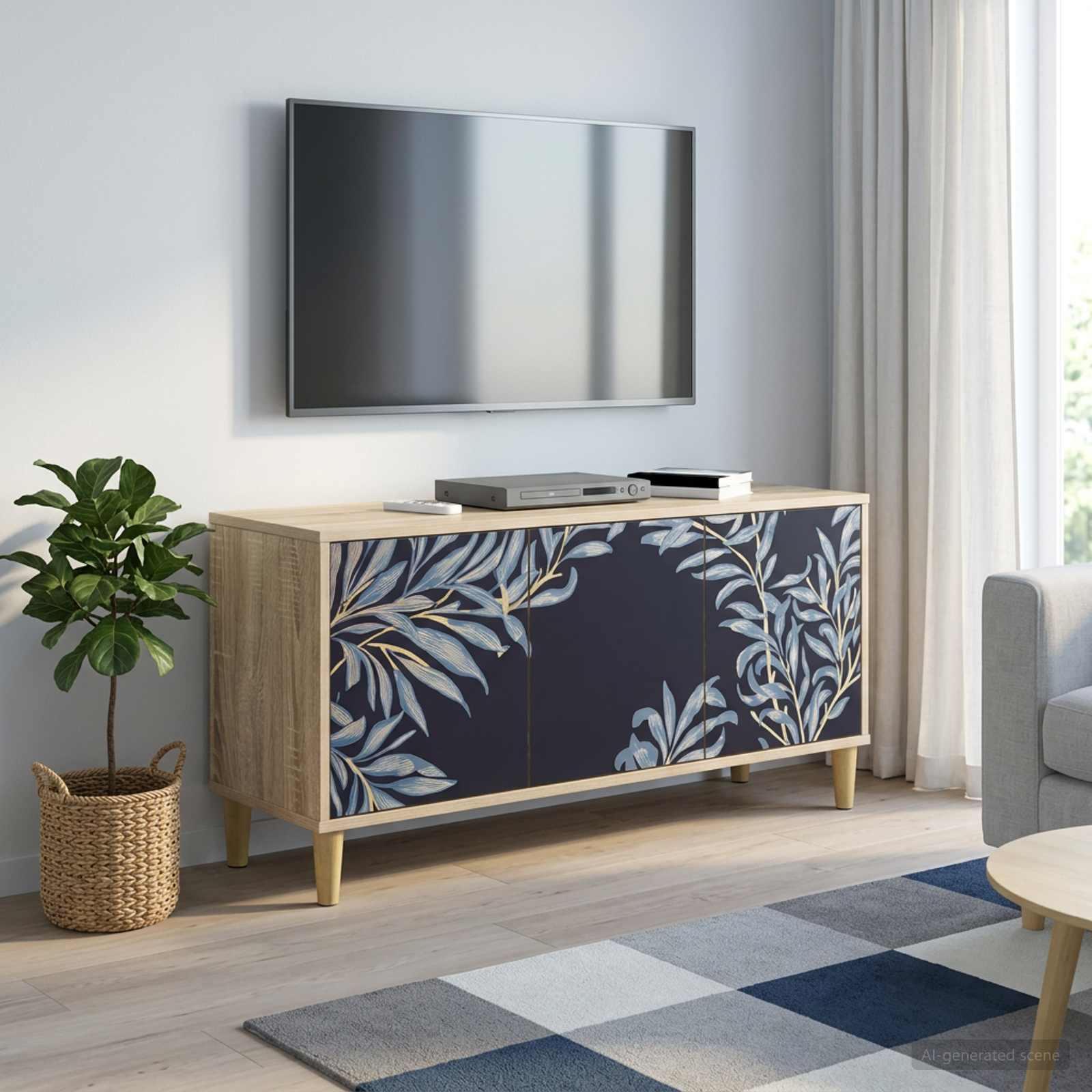 Tv-meubel DOKKUM 102 x 33 x 50 cm Sonoma Bewerkt hout