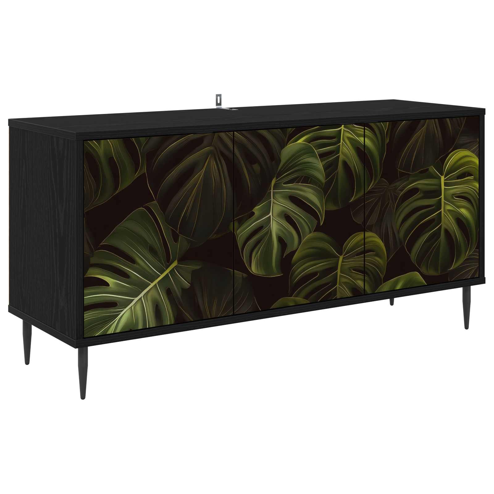 Tv-meubel ELBURG 102 x 33 x 51 cm Zwart eiken Bewerkt hout – afbeelding 1