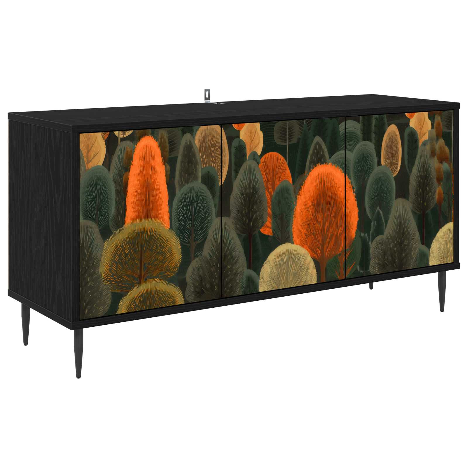 Tv-meubel ZAANDAM 102 x 33 x 51 cm Zwart eiken Bewerkt hout – afbeelding 1