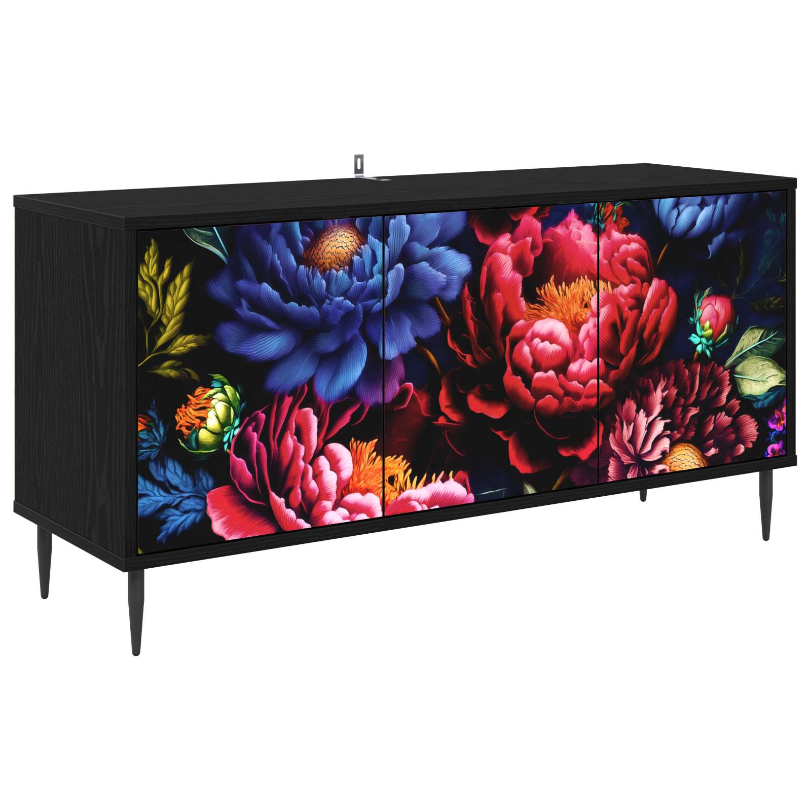 Tv-meubel KIEL 102 x 33 x 51 cm Zwart eiken Bewerkt hout – afbeelding 1