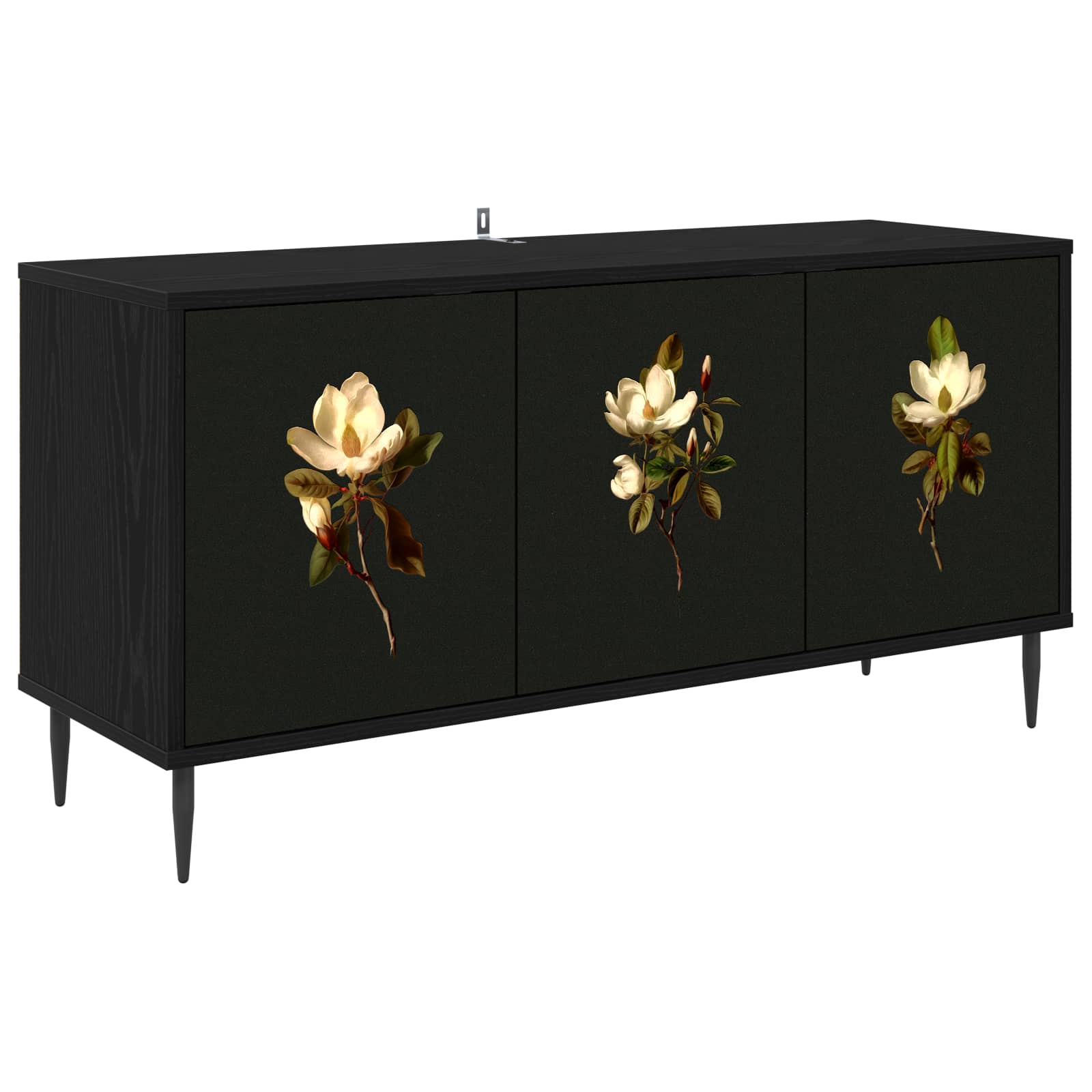 Tv-meubel BREMEN 102 x 33 x 51 cm Zwart eiken Bewerkt hout – afbeelding 1