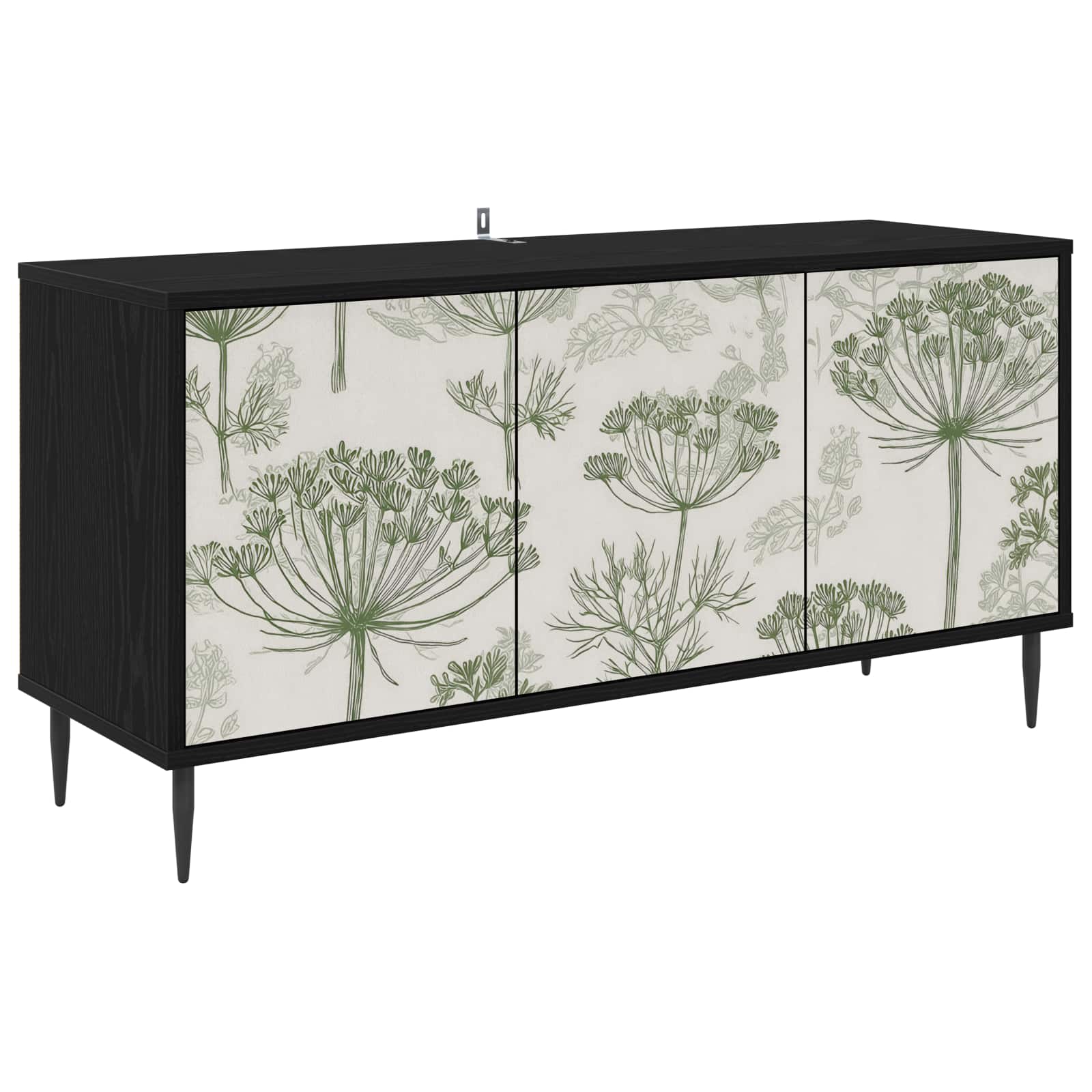 Tv-meubel GOTHA 102 x 33 x 51 cm Zwart eiken Bewerkt hout