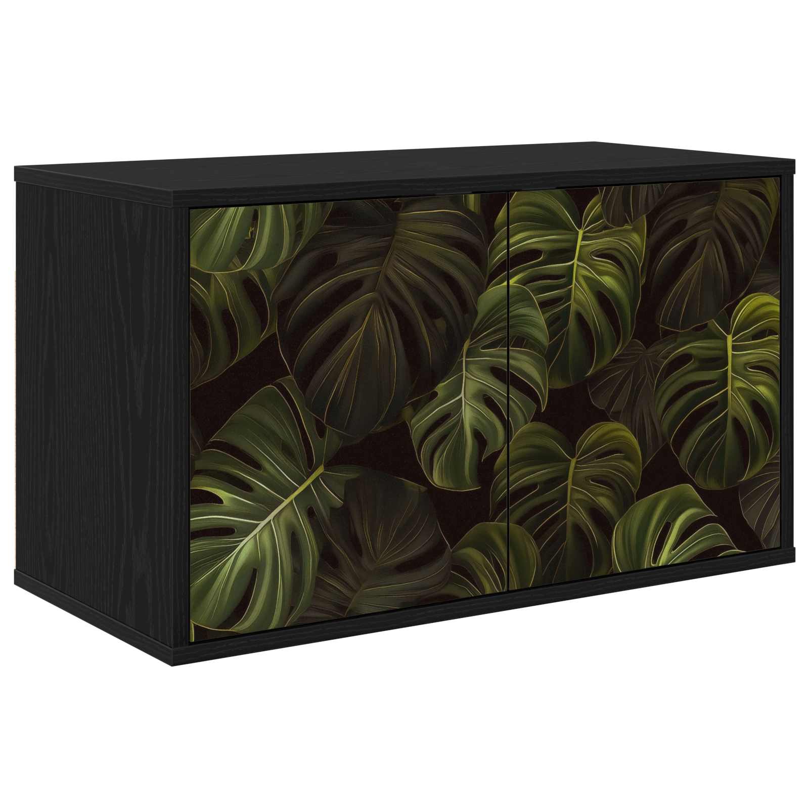 Wandgemonteerd tv-meubel ELBURG 69 x 33 x 40 cm Zwart eiken – afbeelding 1