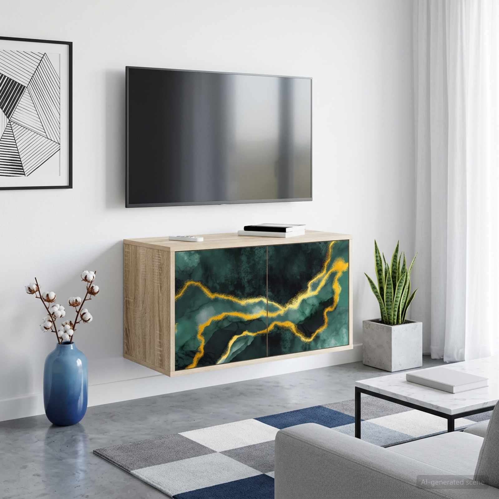 Wandgemonteerd tv-meubel WIJHE 69 x 33 x 40 cm Sonoma Eiken
