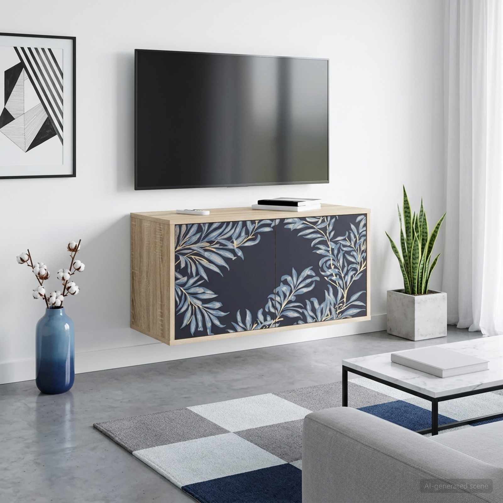 Wandgemonteerd tv-meubel DOKKUM 69 x 33 x 40 cm Sonoma Eiken – afbeelding 1