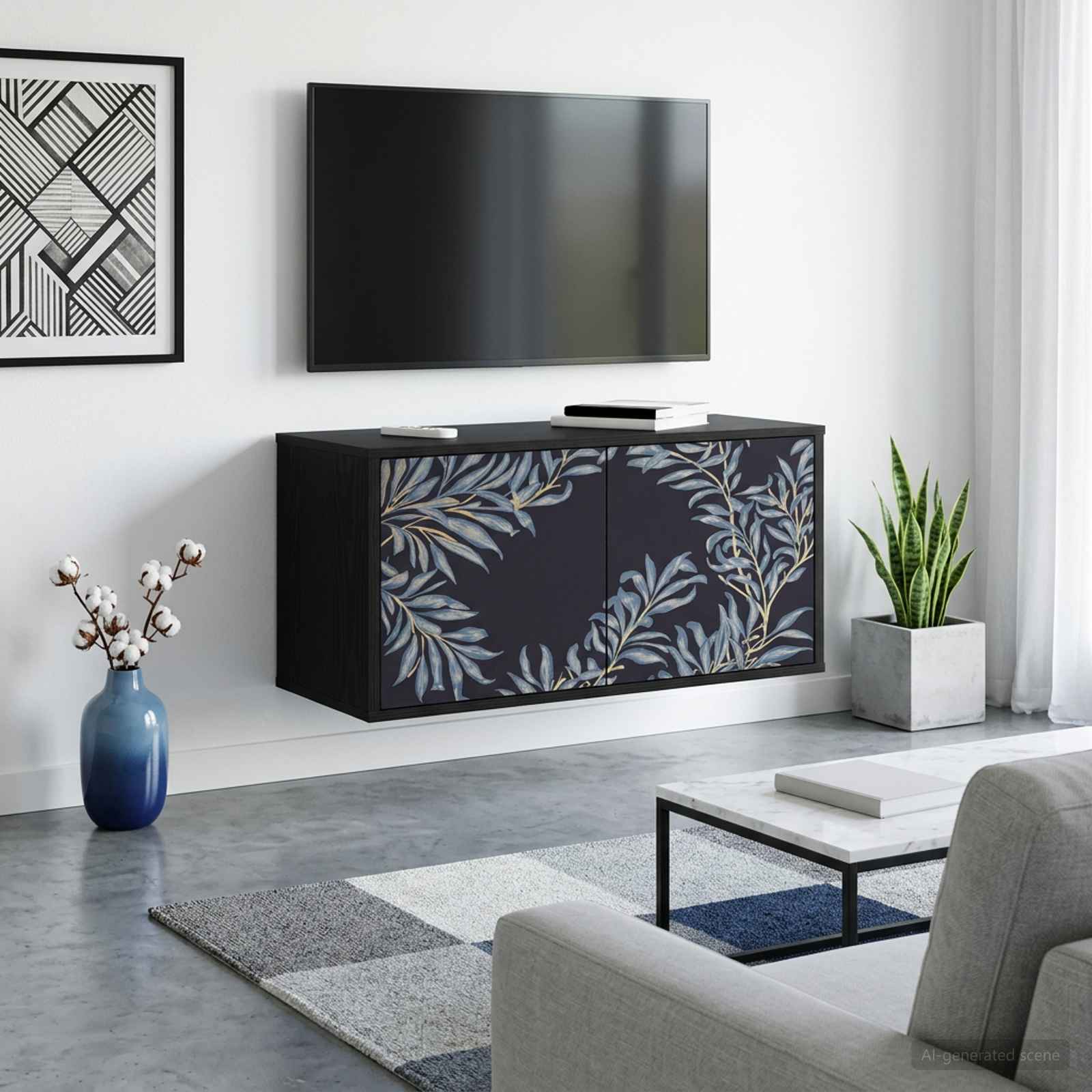 Wandgemonteerd tv-meubel DOKKUM 69 x 33 x 40 cm Zwart eiken