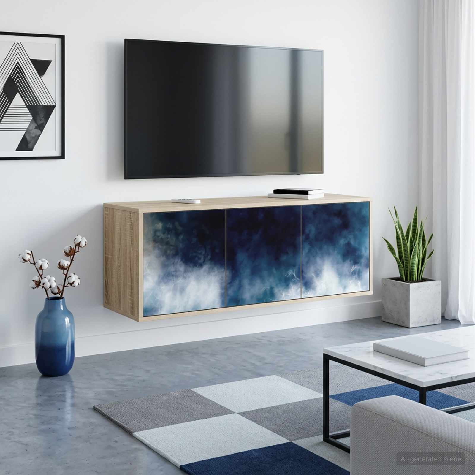 Wandgemonteerd tv-meubel RAALTE 102 x 33 x 40 cm Sonoma Eiken