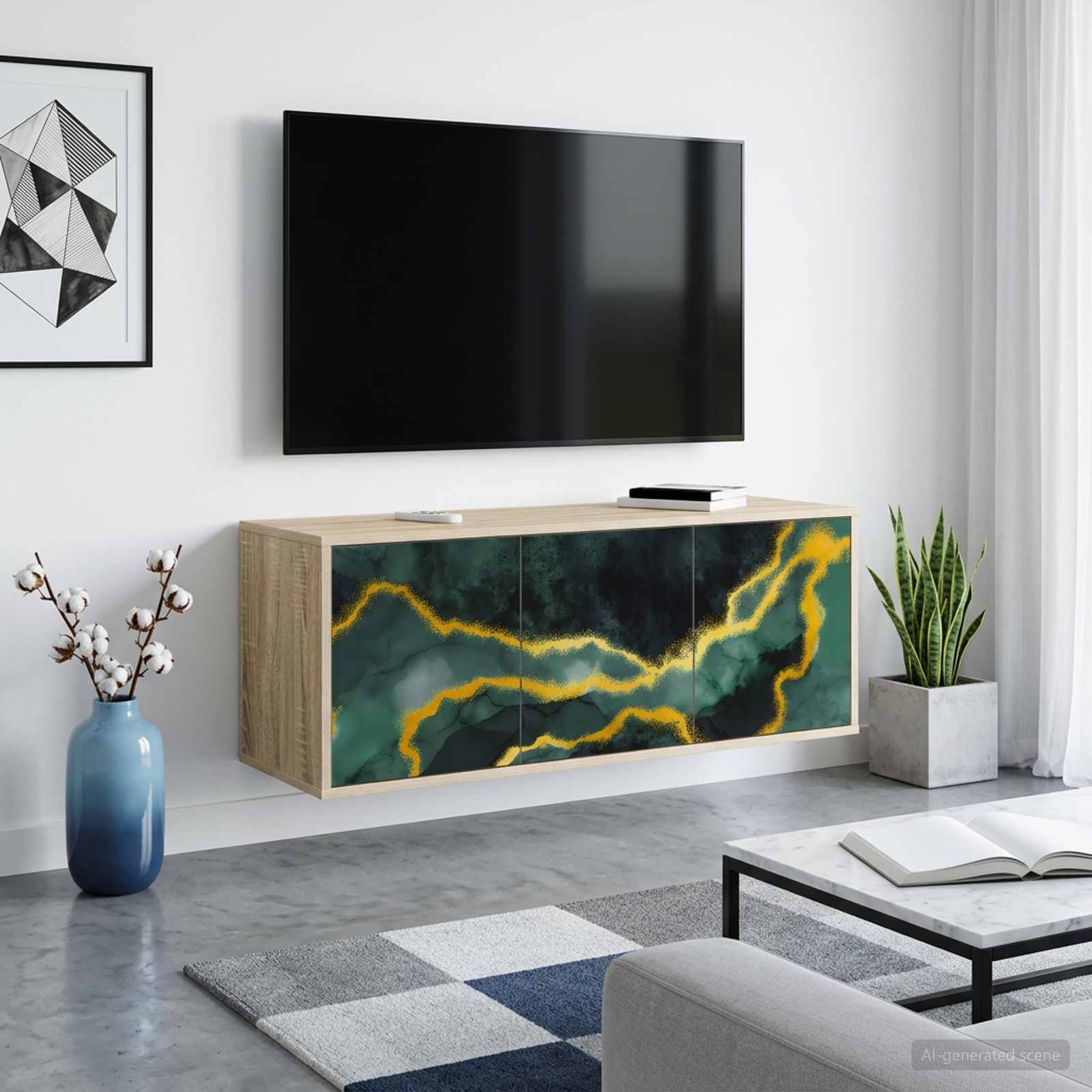 Wandgemonteerd tv-meubel WIJHE 102 x 33 x 40 cm Sonoma Eiken