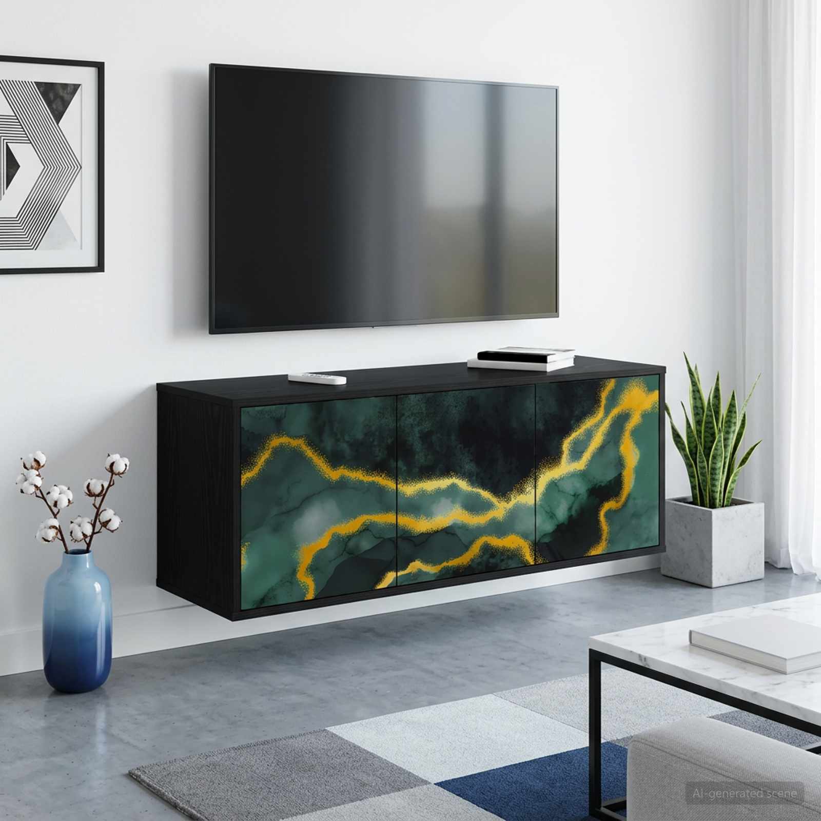 Wandgemonteerd tv-meubel WIJHE 102 x 33 x 40 cm Zwart eiken