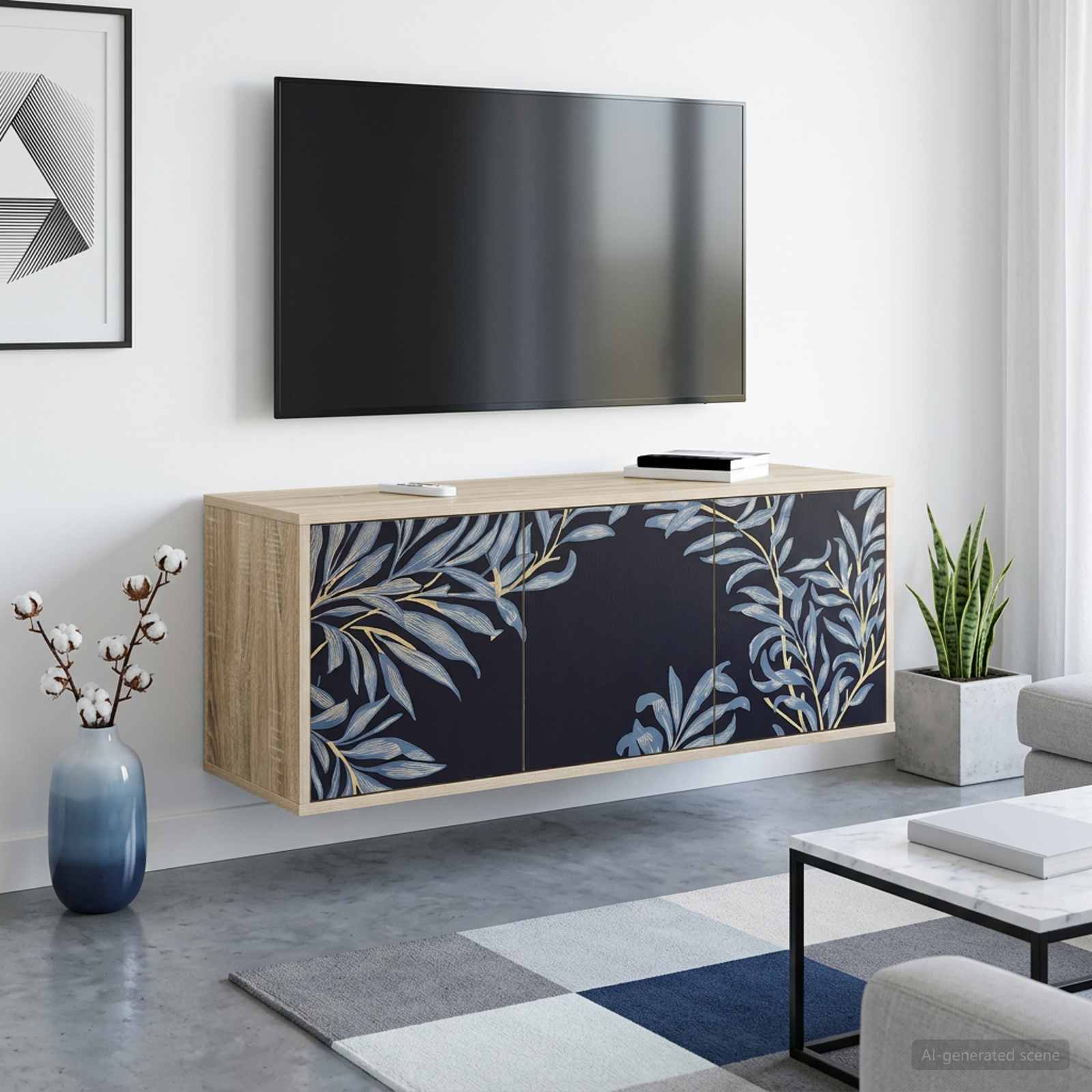 Wandgemonteerd tv-meubel DOKKUM 102 x 33 x 40 cm Sonoma Eiken