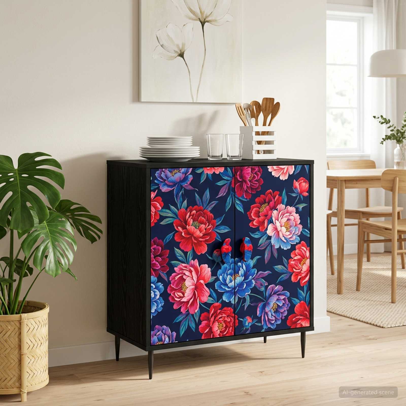 Ladekast HEESCH Kleurblokprint 66 x 36,5 x 76 cm Bewerkt hout