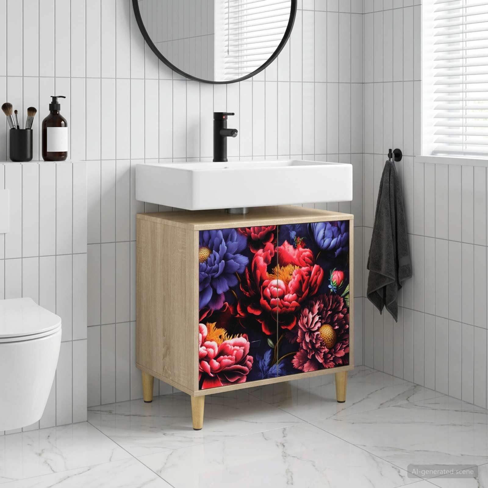 Badkamerkast KIEL Sonoma 60 x 40 x 60 cm Bewerkt hout
