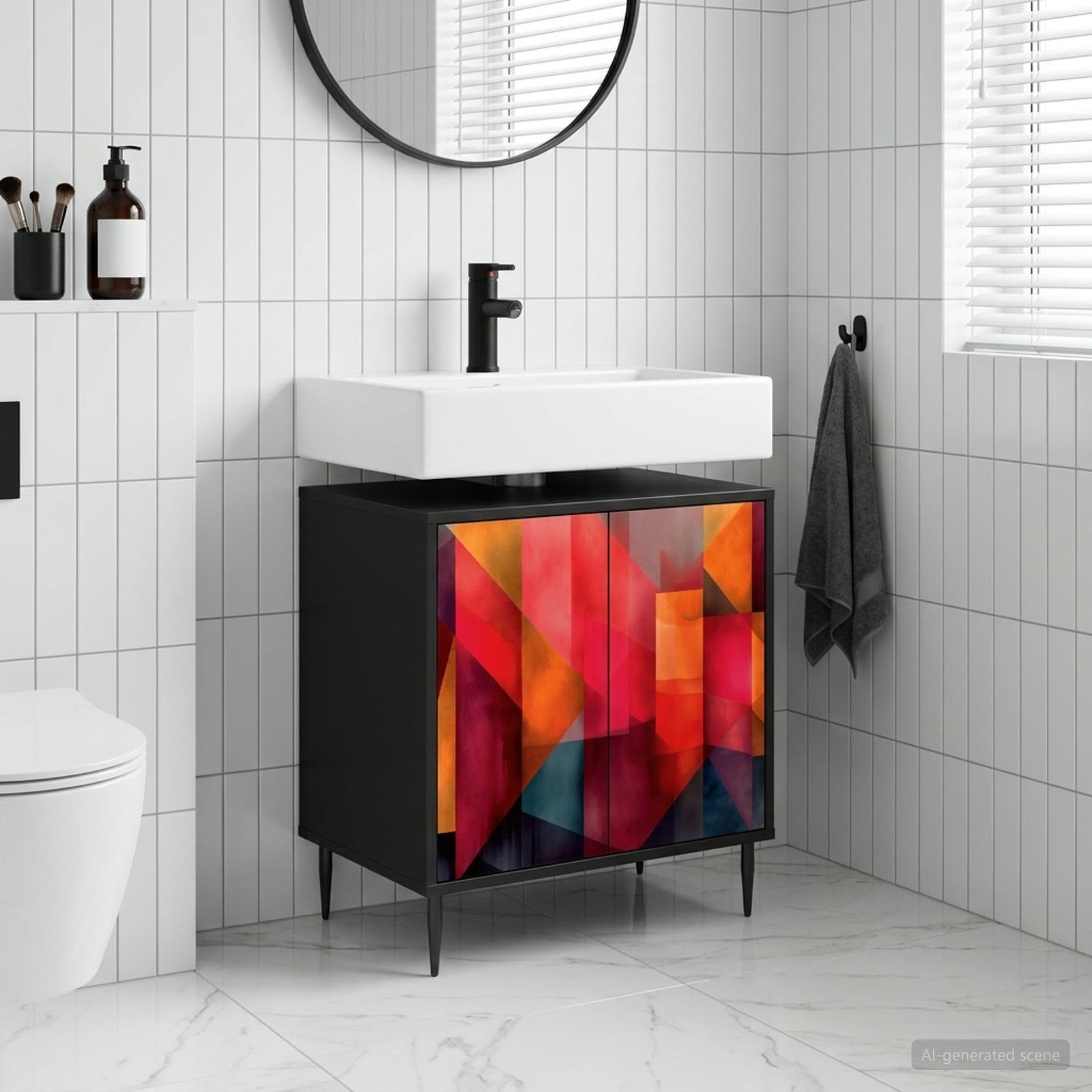 Badkamerkast HEESCH Zwart eiken 60 x 40 x 61 cm Bewerkt hout