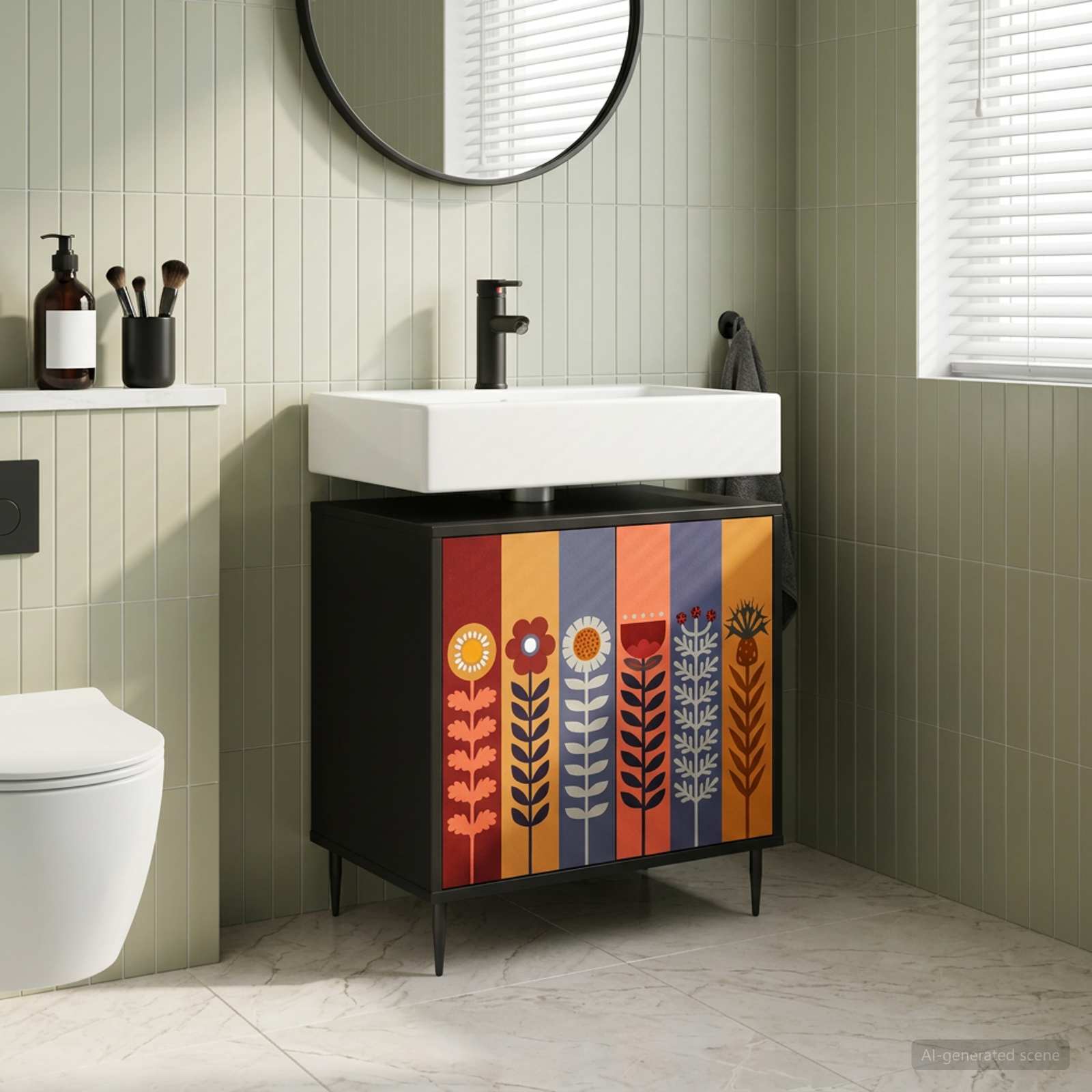 Badkamerkast ESSEN Zwart eiken 60 x 40 x 61 cm Bewerkt hout