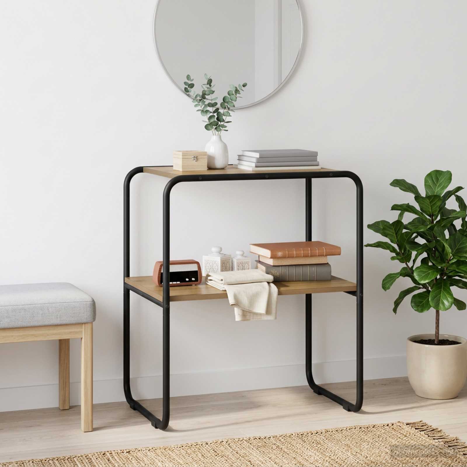 Wandtafel Artisanaal eiken 80 x 42,5 x 70 cm Bewerkt hout