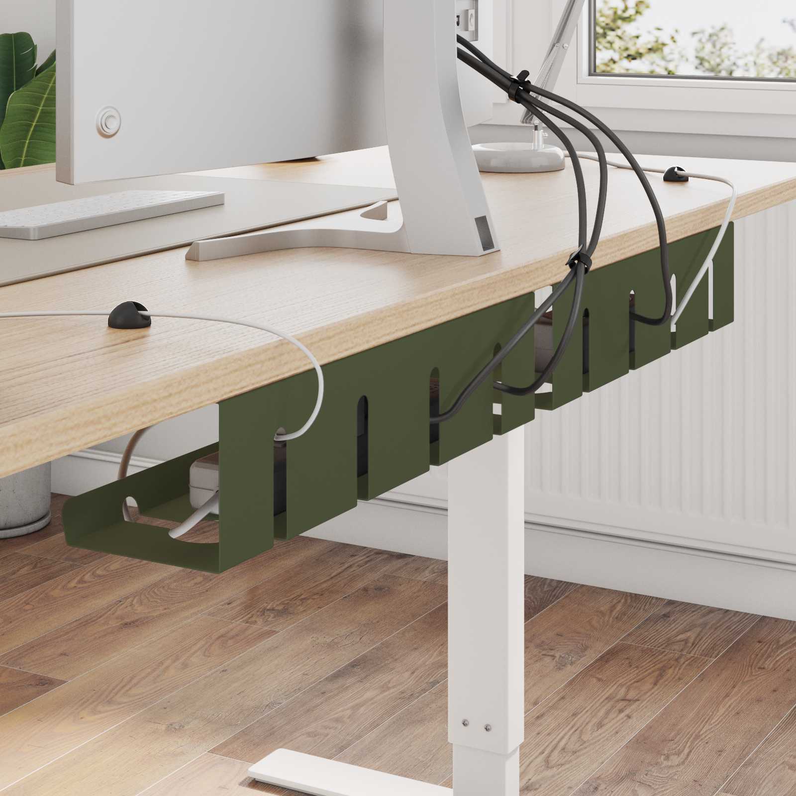 Kabelgoot voor onder bureau 2 st Olijfgroen 43 x 12 x 10 cm