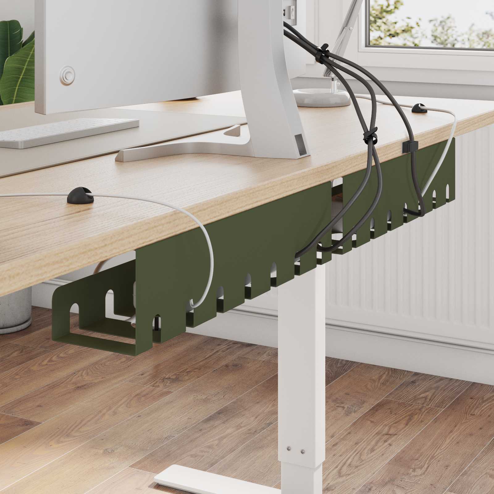 Kabelgoot voor onder bureau 2 st Olijfgroen 43 x 10 x 10 cm