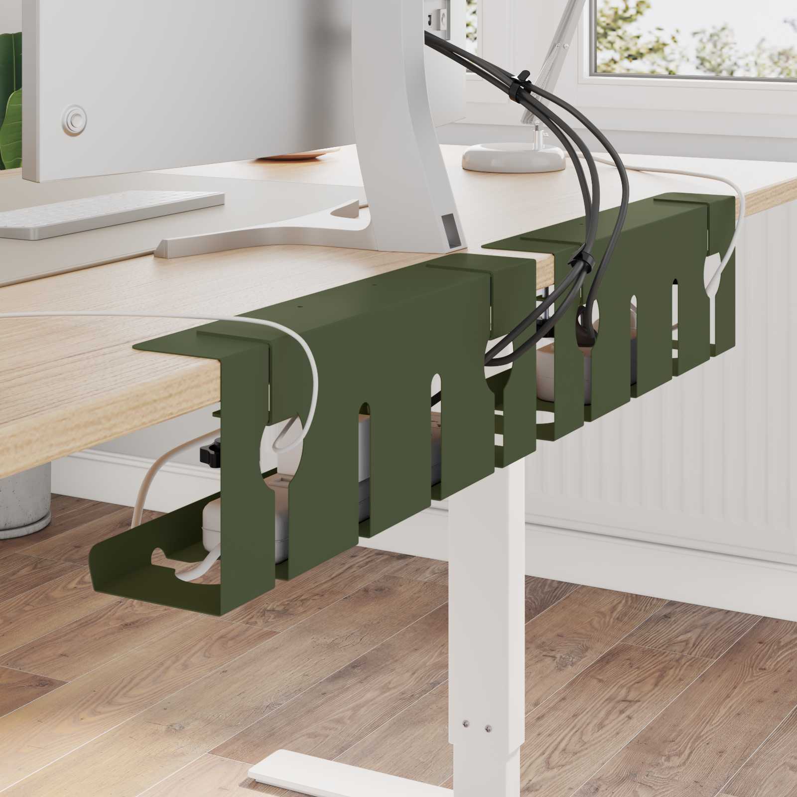 Onder bureaublad kabelmanagement tray 2 st Olijfgroen