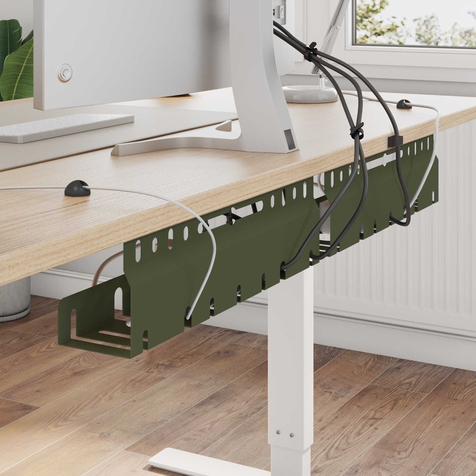 Kabelgoot voor onder bureau 2 st Olijfgroen 43 x 9 x 11 cm