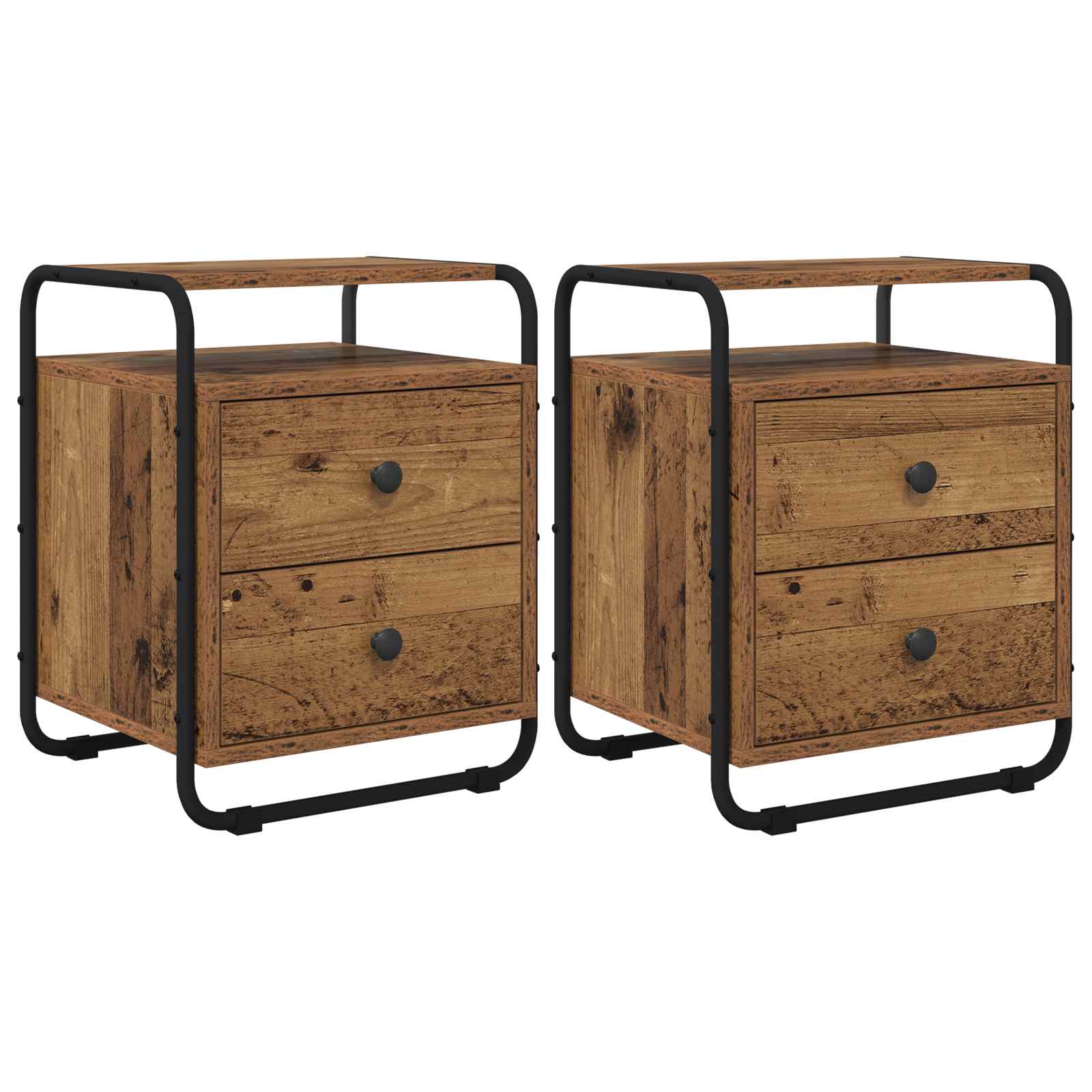 Nachtkastje 2 st Oud hout 40 x 36,5 x 50 cm Bewerkt hout – afbeelding 1