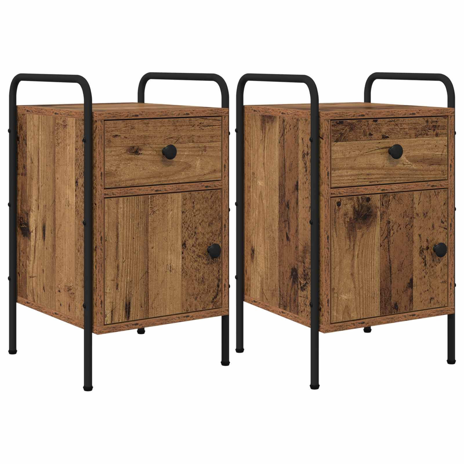 Nachtkastje 2 st Oud hout 35 x 36,5 x 61 cm Bewerkt hout – afbeelding 1