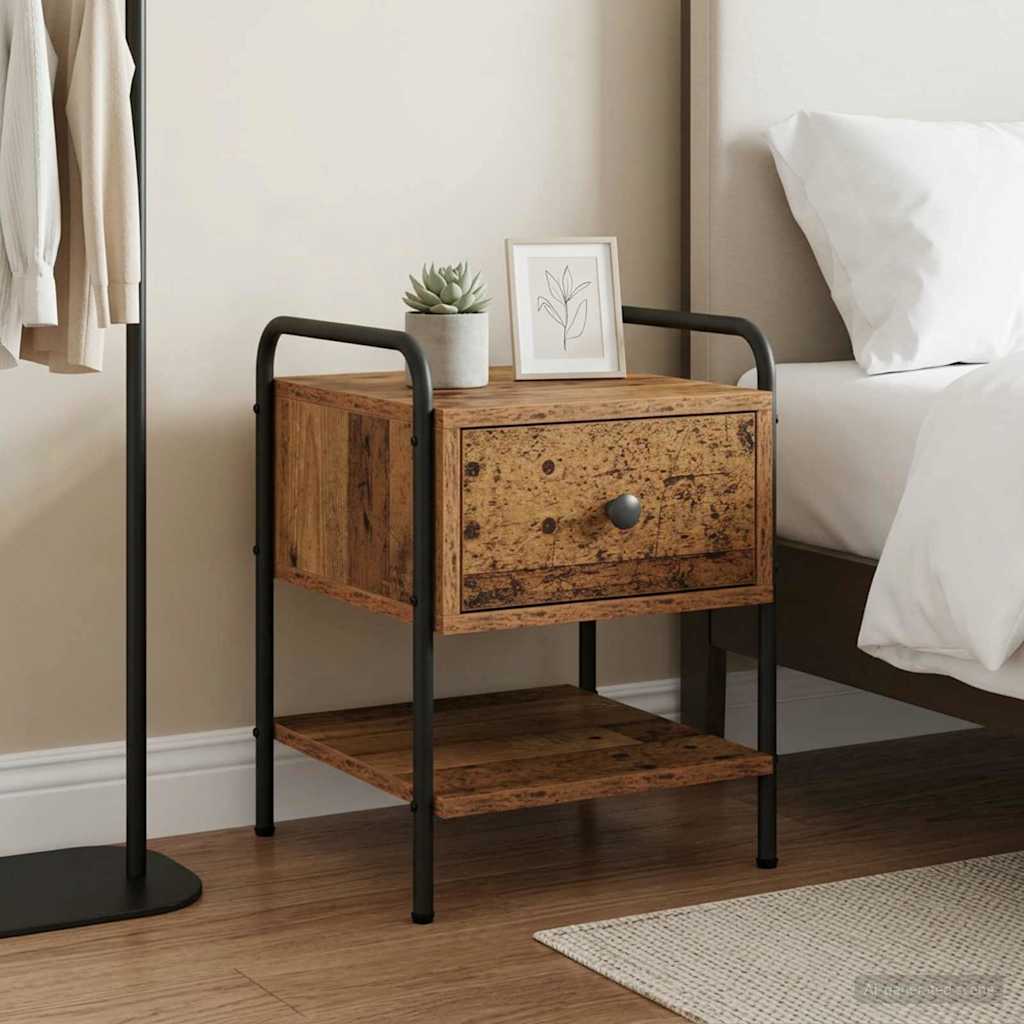 Nachtkastje Oud hout Bewerkt hout